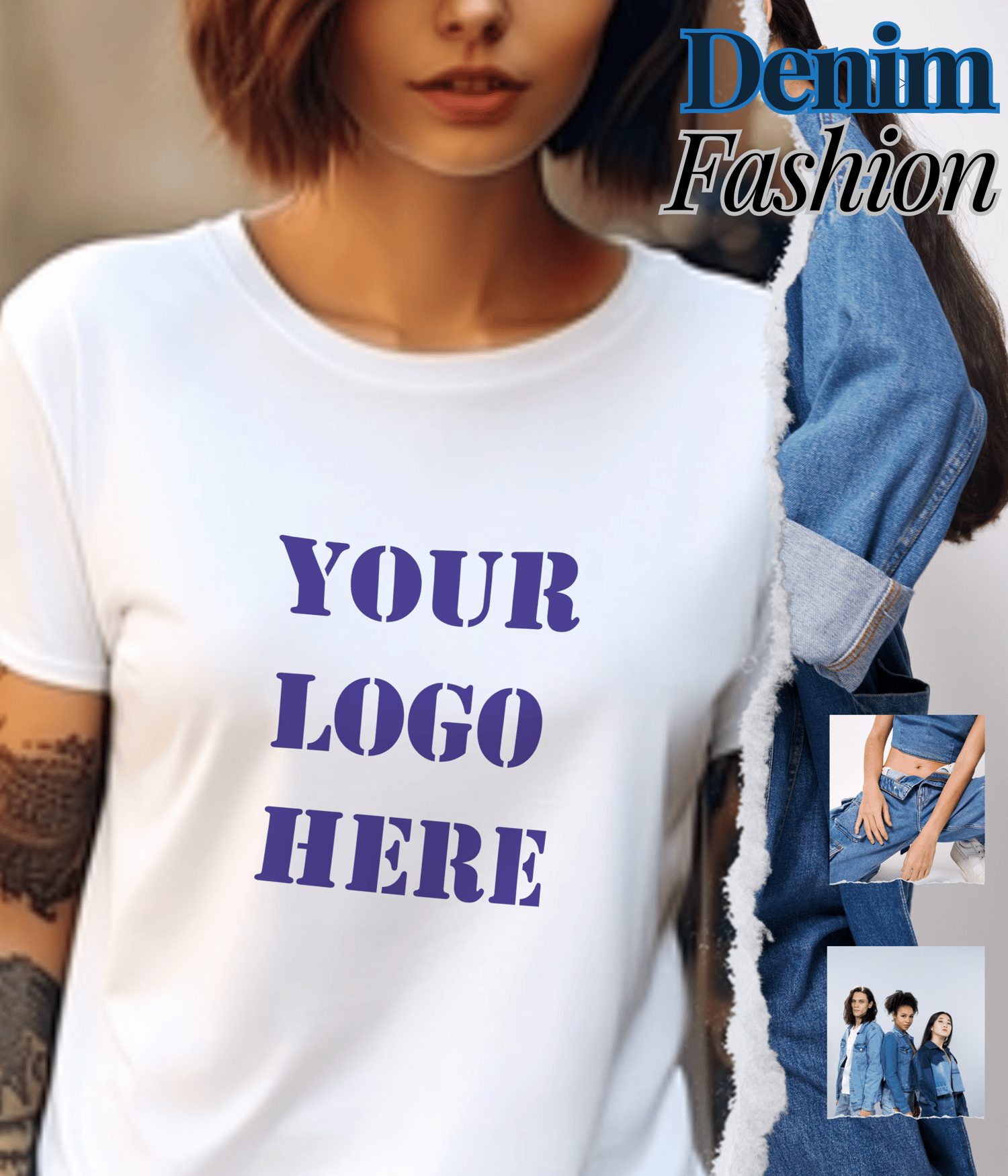 young woman with white t-shirt