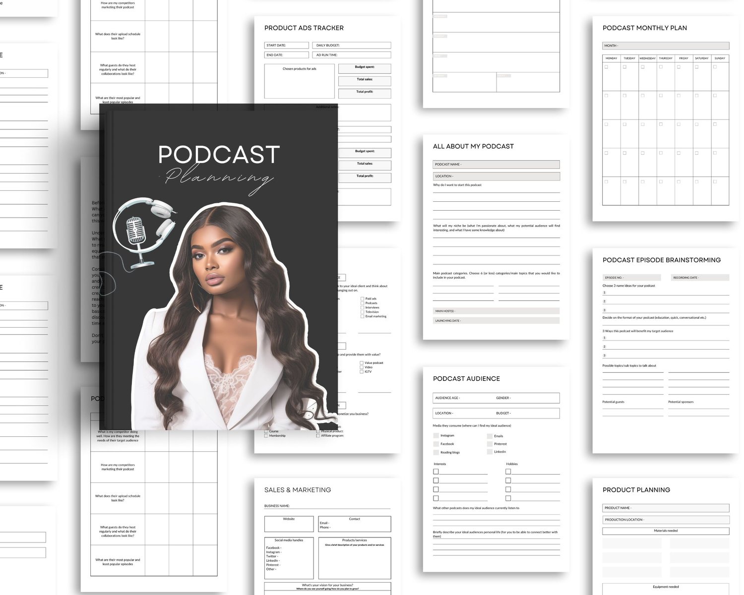 Podcast Digital Planner, Private Label Rights, Master Resell Rights, White Label, Planners, Journals, Podcast, Done-For-You