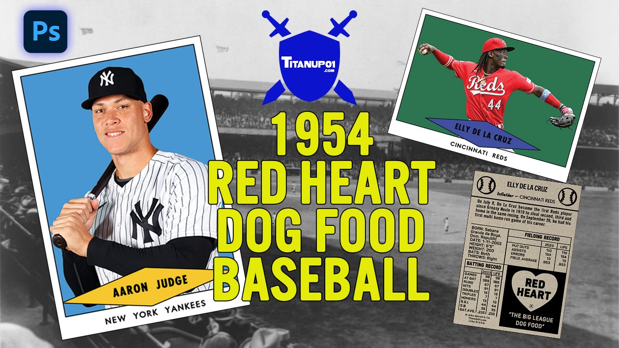 1954 Red Heart Dog Food Baseball Homage Photoshop PSD Templates