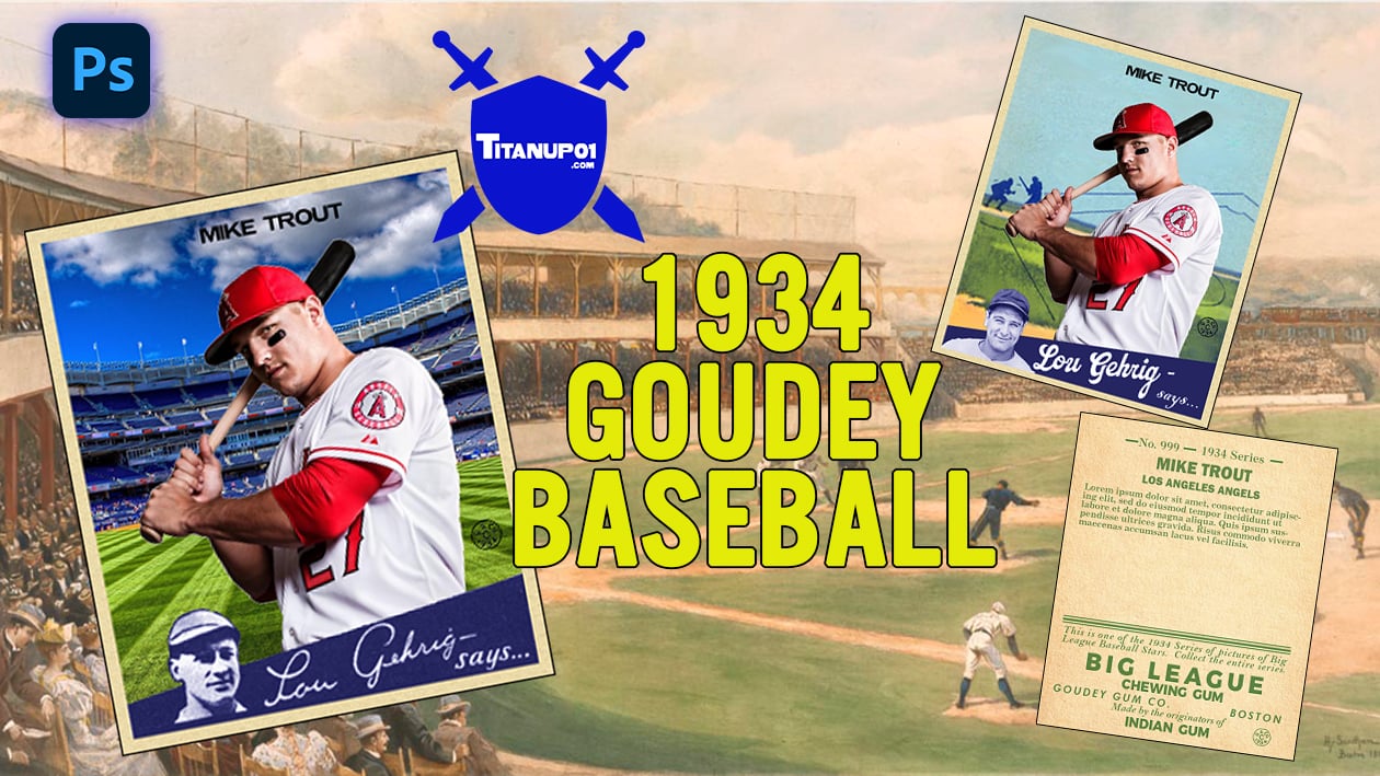 1934 Goudey Baseball Homage Photoshop PSD Templates