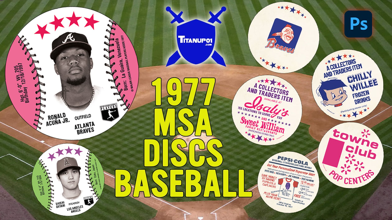 1977 MSA Discs Baseball Homage Photoshop PSD Templates