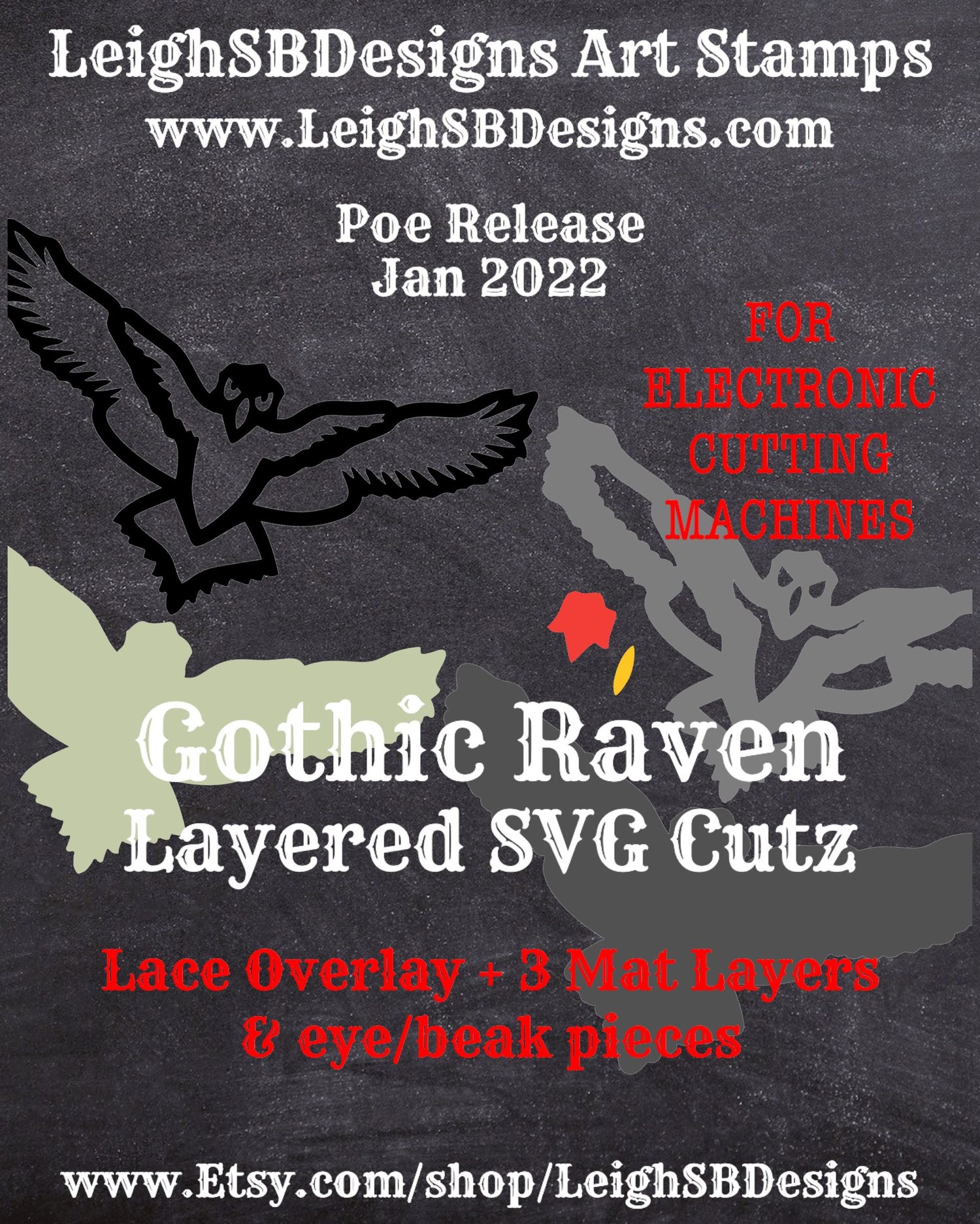 LeighSBDesigns Gothic Raven SVG Cutz