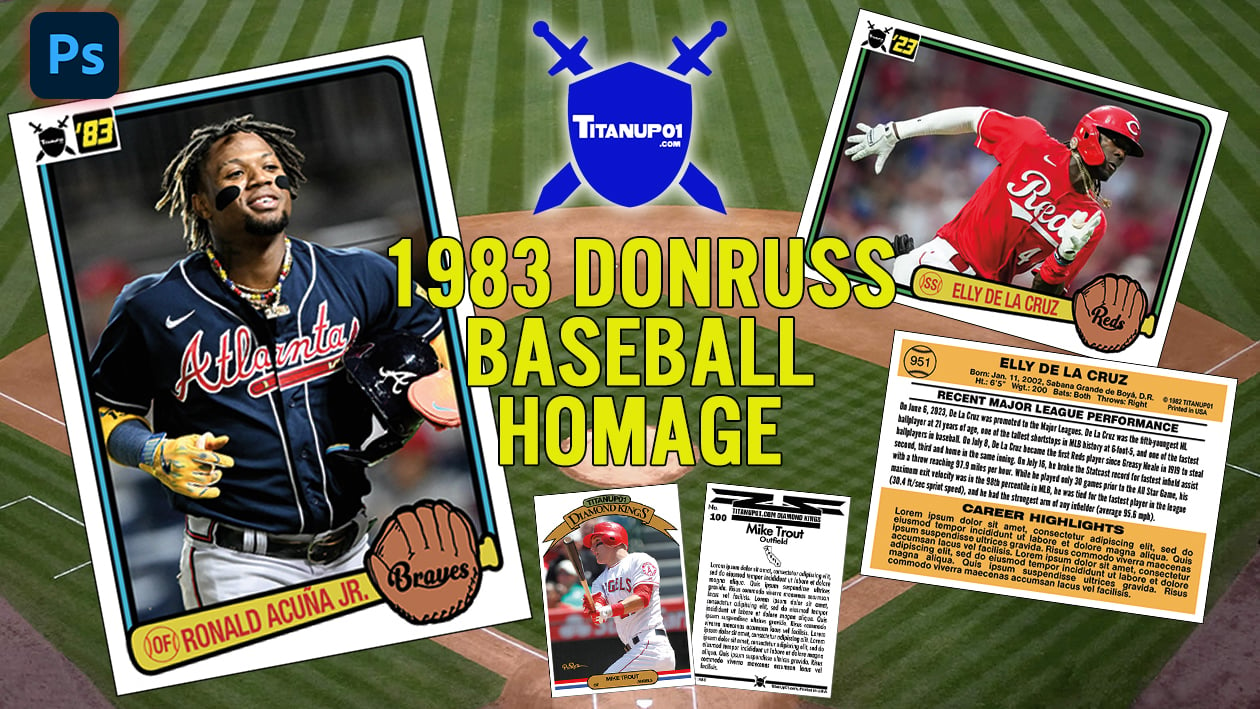 1983 Donruss Baseball Homage Photoshop PSD Templates