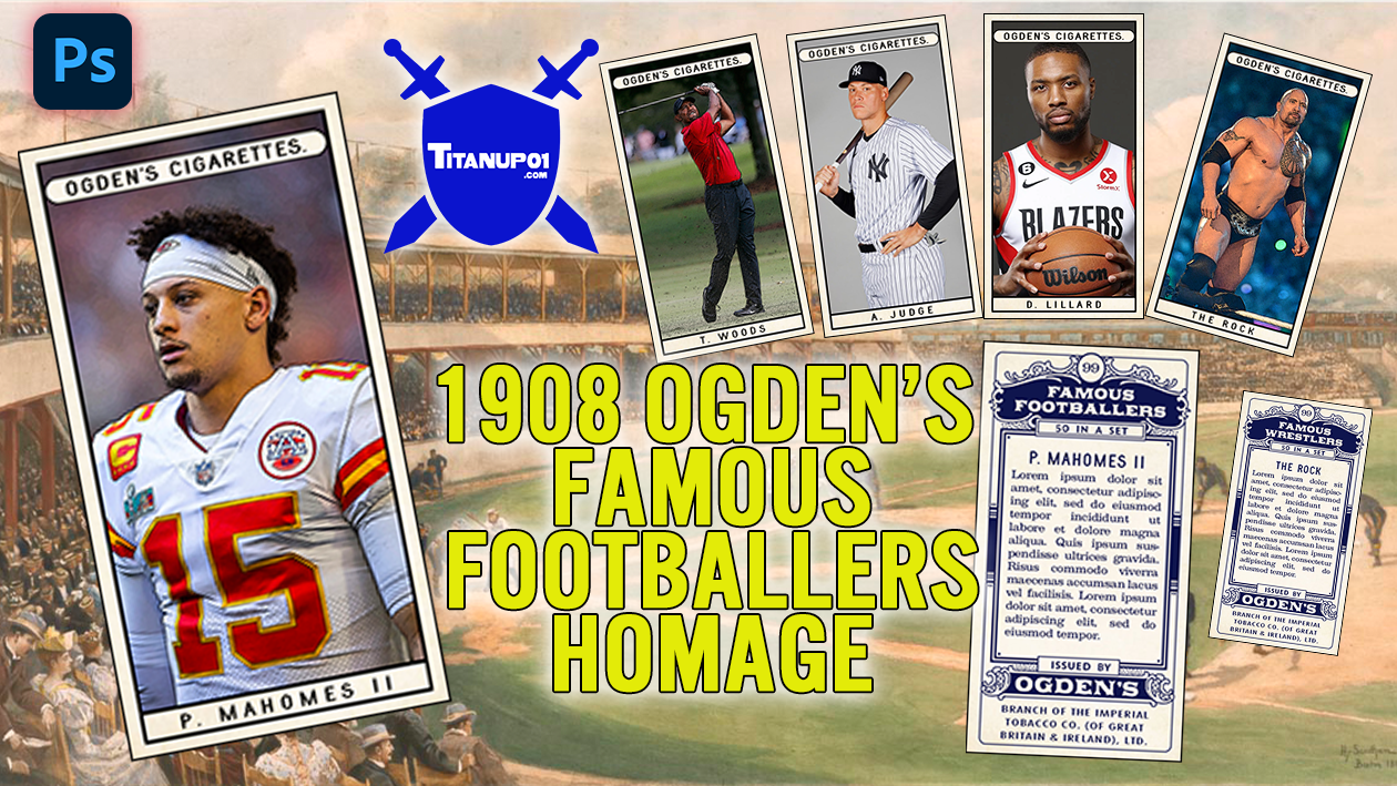 1908 Ogden's Famous Footballers Homage Photoshop PSD Templates