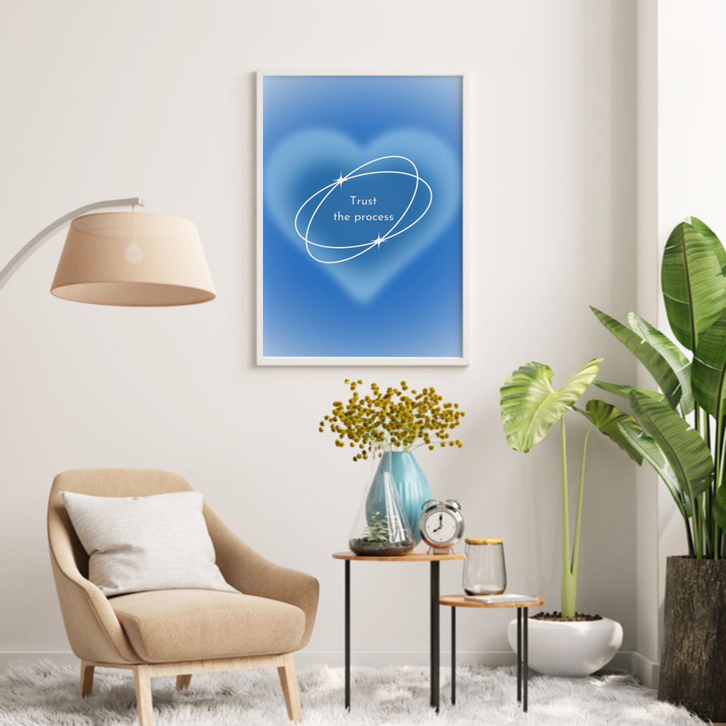 Trust the Process Poster | Blue Gradient Poster | Heart Aura Poster