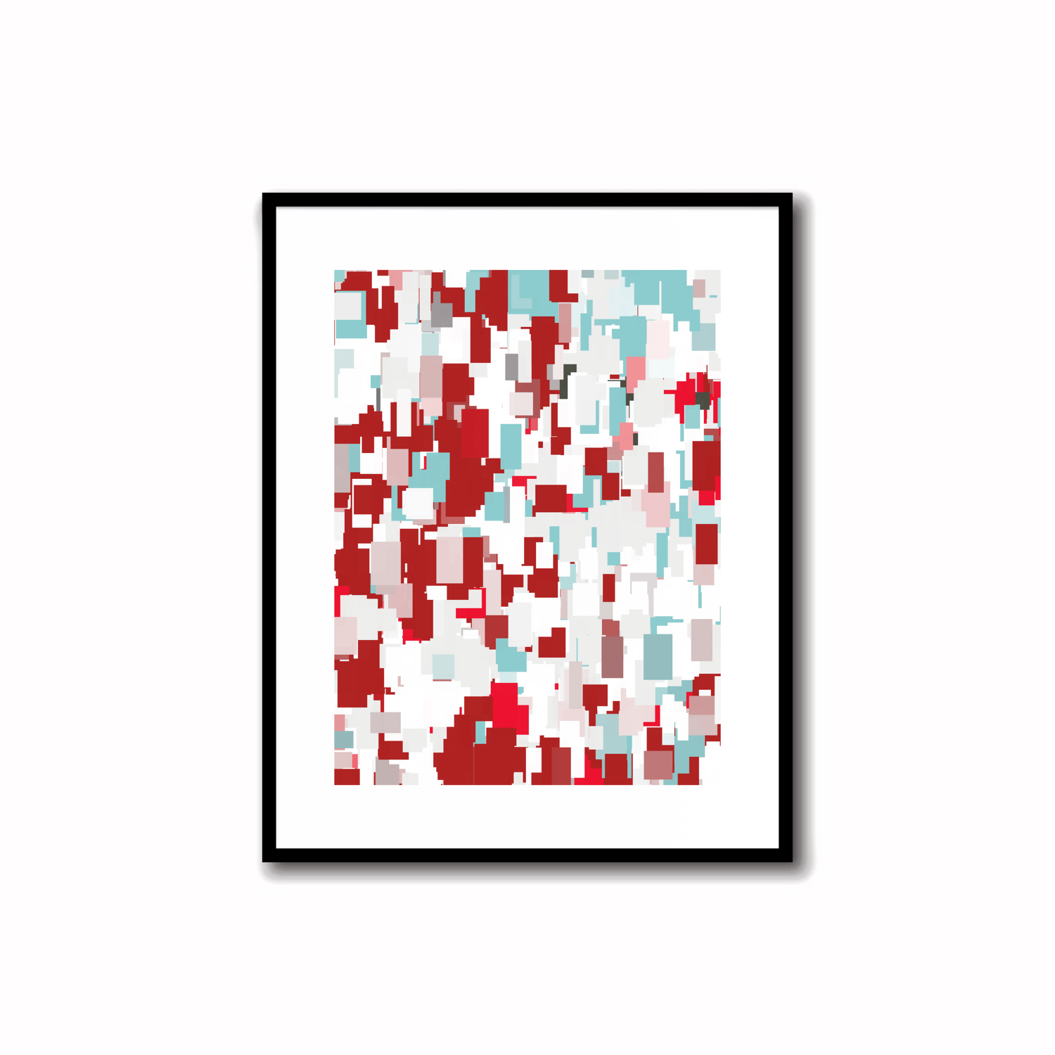 Instant download modern abstract art in Firebrick Red, Alabaster, Light Steel Blue, Arctic Charcoal, and Crimson Glory for versatile home decor on walls, desks, and shelves, including gallery-quality art pieces with a burst of vibrant hues and elegant vib