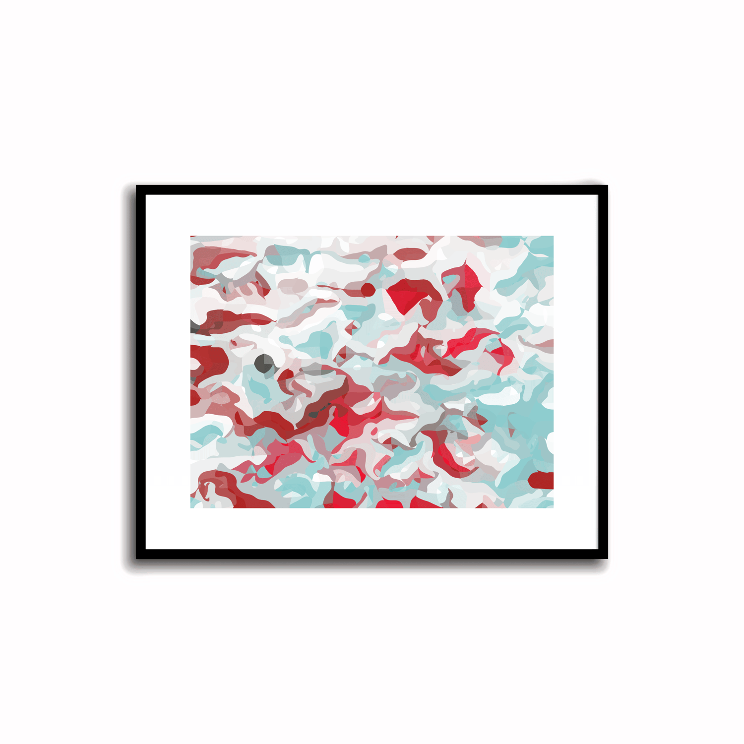 Dynamic and ethereal modern abstract art prints in Firebrick Red, Alabaster, Light Steel Blue, Arctic Charcoal, and Crimson Glory. Perfect for wall, desk, and shelf decor.
