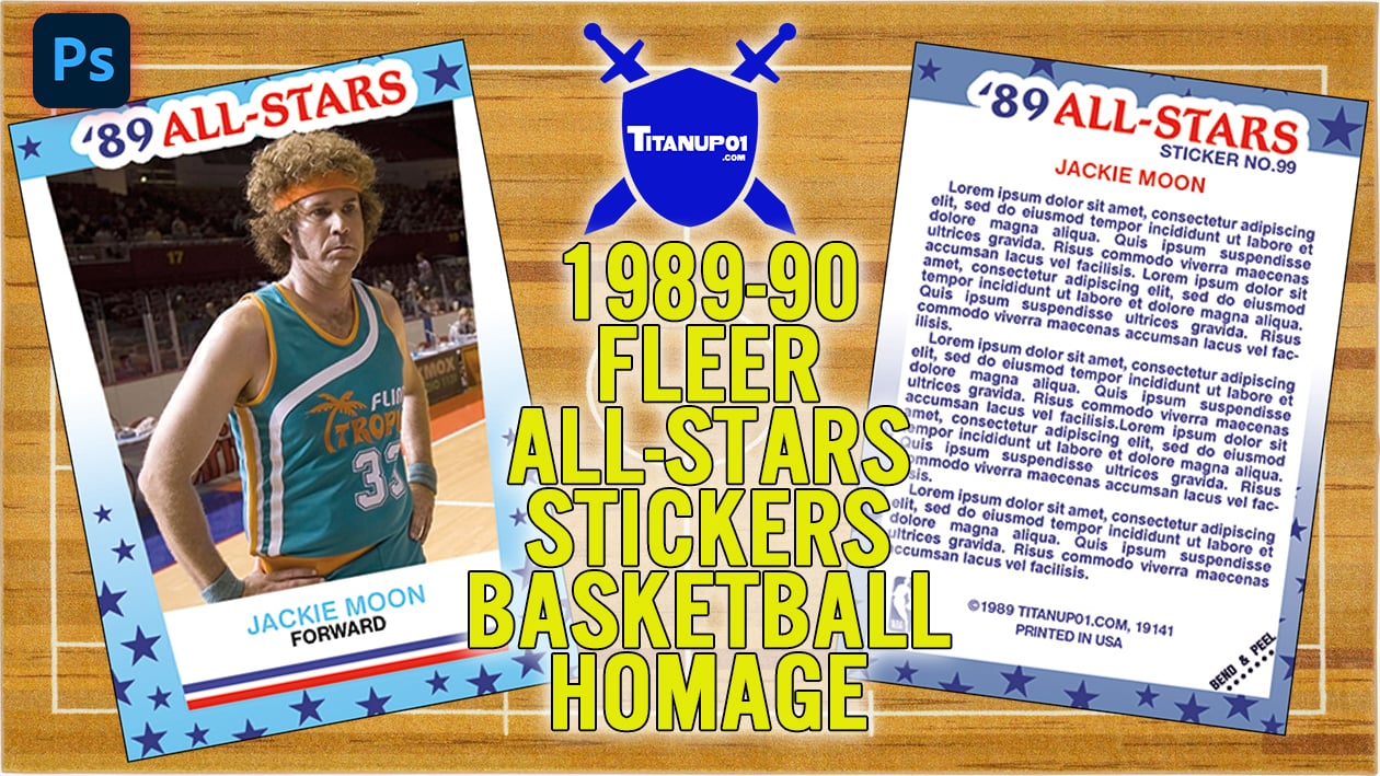 1989-90 Fleer All-Stars Stickers Basketball Homage Photoshop PSD Templates