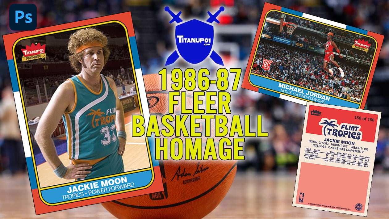 1986-87 Fleer Basketball Homage Photoshop PSD Templates