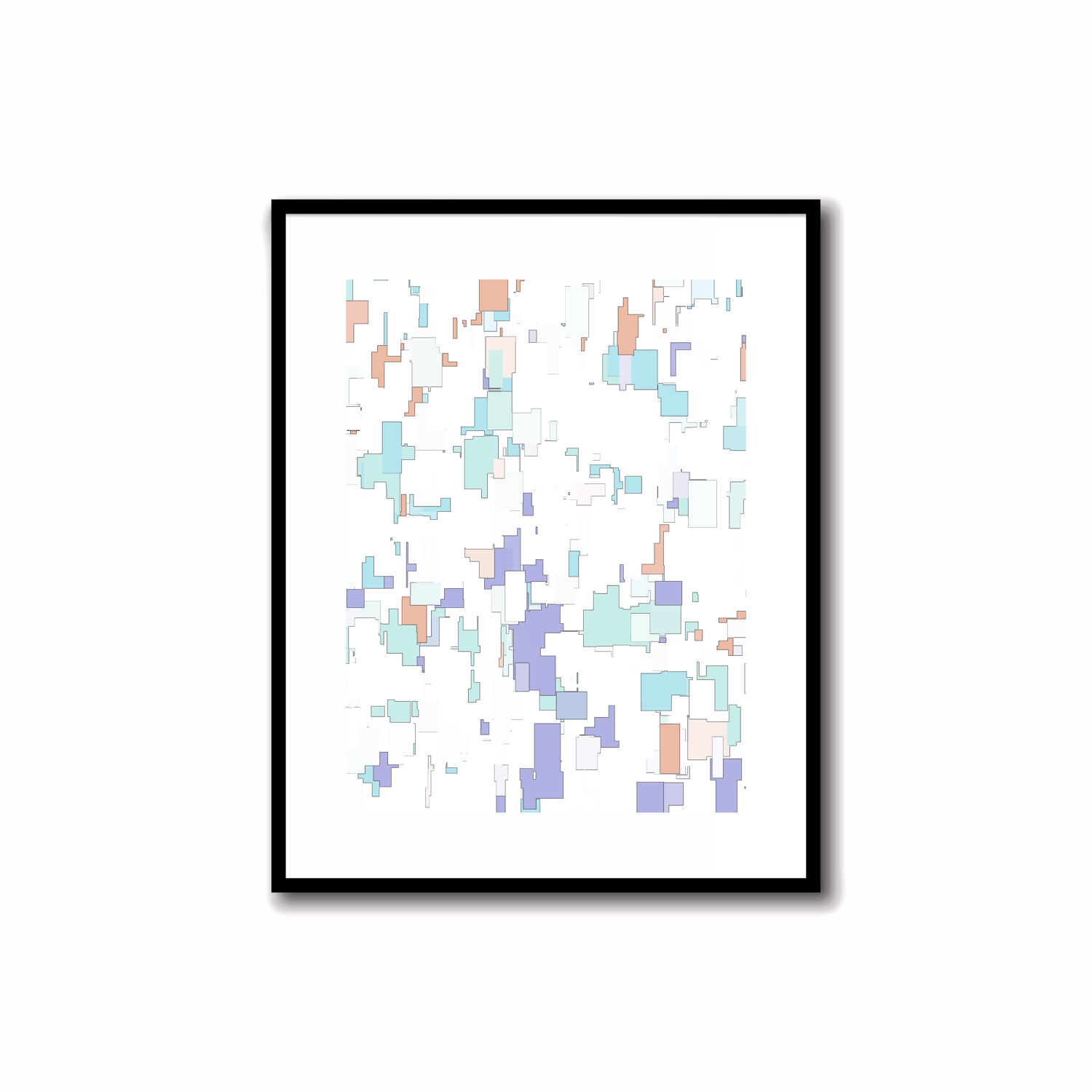 Bright and modern abstract printable art in Periwinkle Blue, Terra Cotta, Sky Blue, and Silver Sage colors. Perfect for wall, desk, and shelf decor.