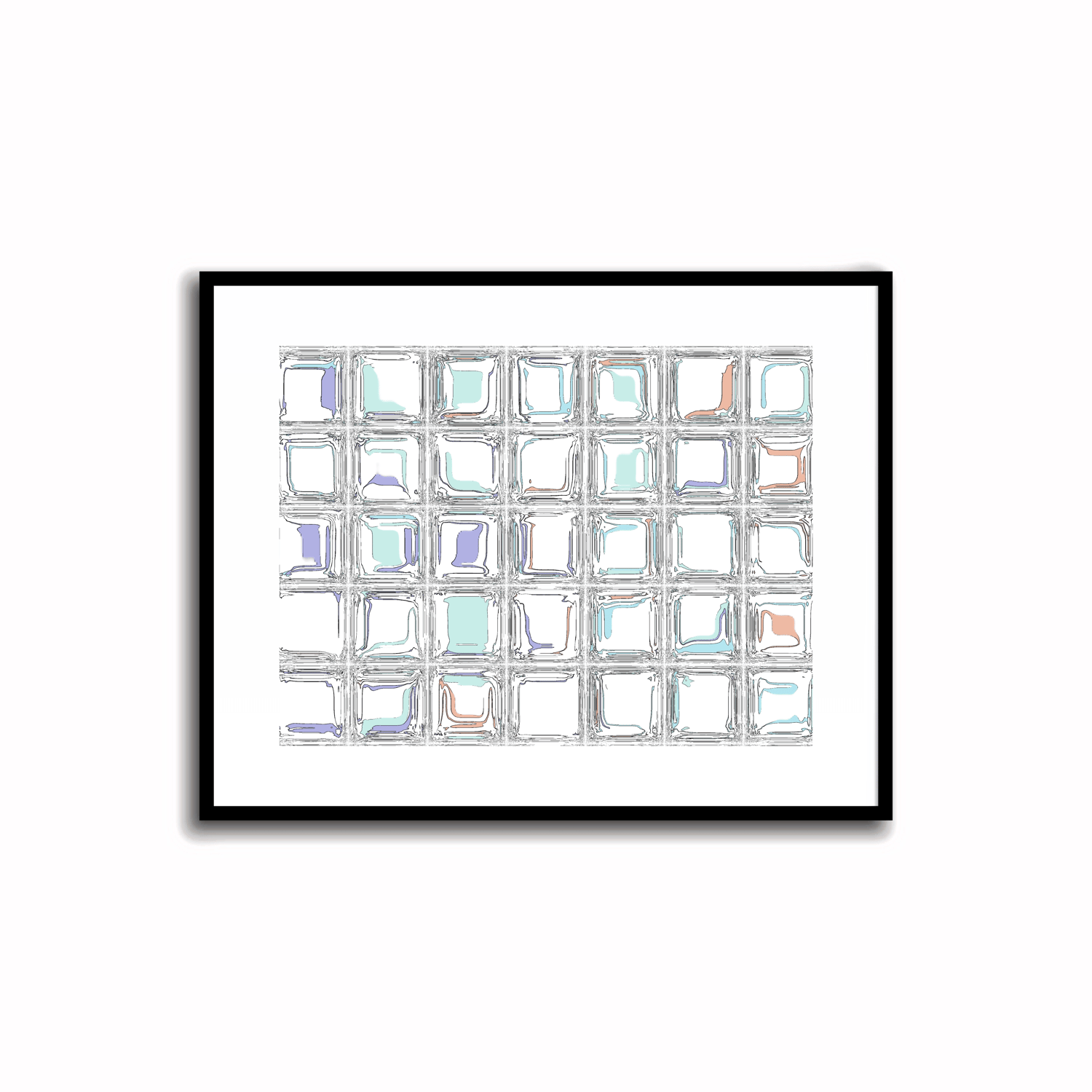 Bright and modern abstract printable art in Periwinkle Blue, Terra Cotta, Sky Blue, and Silver Sage colors. Perfect for wall, desk, and shelf decor.