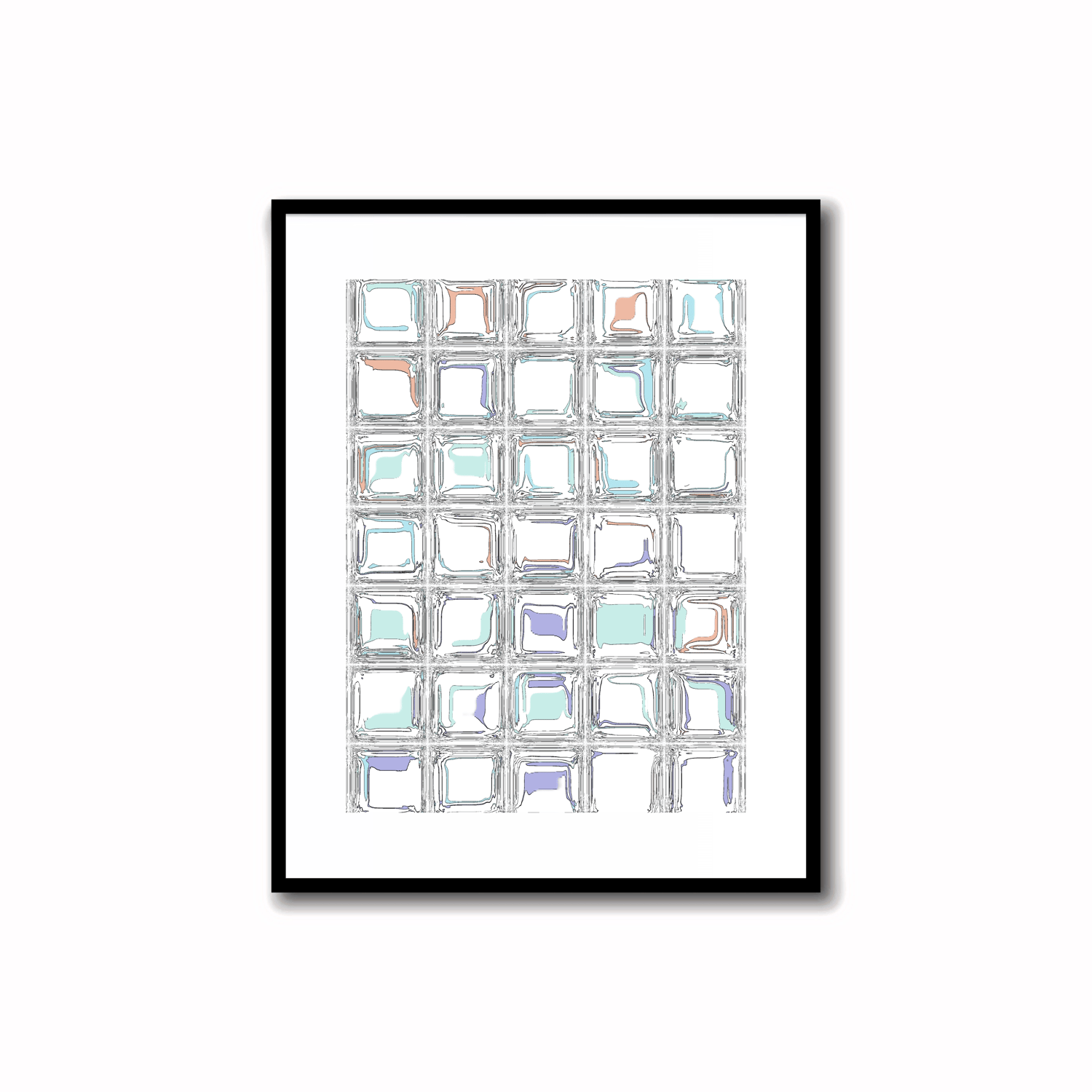 Bright and modern abstract printable art in Periwinkle Blue, Terra Cotta, Sky Blue, and Silver Sage colors. Perfect for wall, desk, and shelf decor.