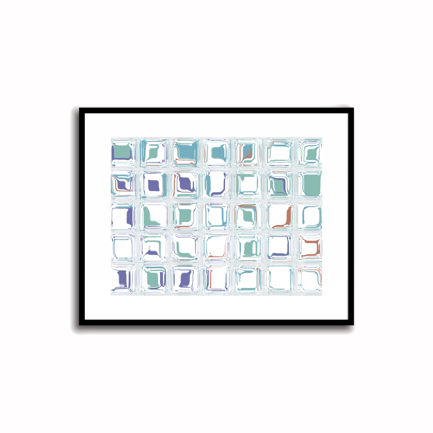 Bright and modern abstract printable art in Periwinkle Blue, Terra Cotta, Sky Blue, and Silver Sage colors. Perfect for wall, desk, and shelf decor.