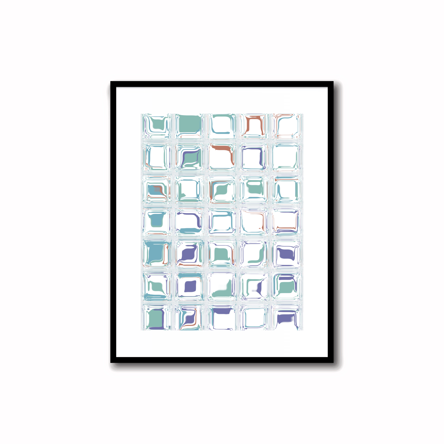 Bright and modern abstract printable art in Periwinkle Blue, Terra Cotta, Sky Blue, and Silver Sage colors. Perfect for wall, desk, and shelf decor.