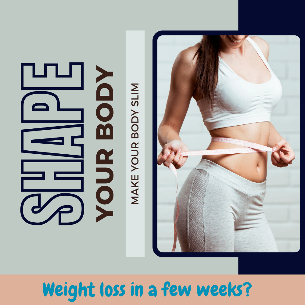 A woman in tight training clothes measures her stomach with a tape measure