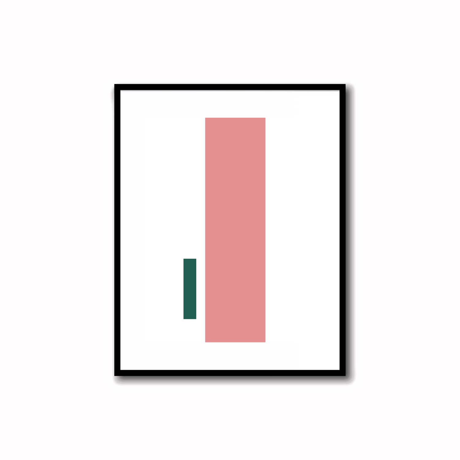 Vibrant Mid-Century Modern abstract printable art in Coral Pink, Pastel Green, and Teal Blue colors. Ideal for wall, desk, and shelf decor.