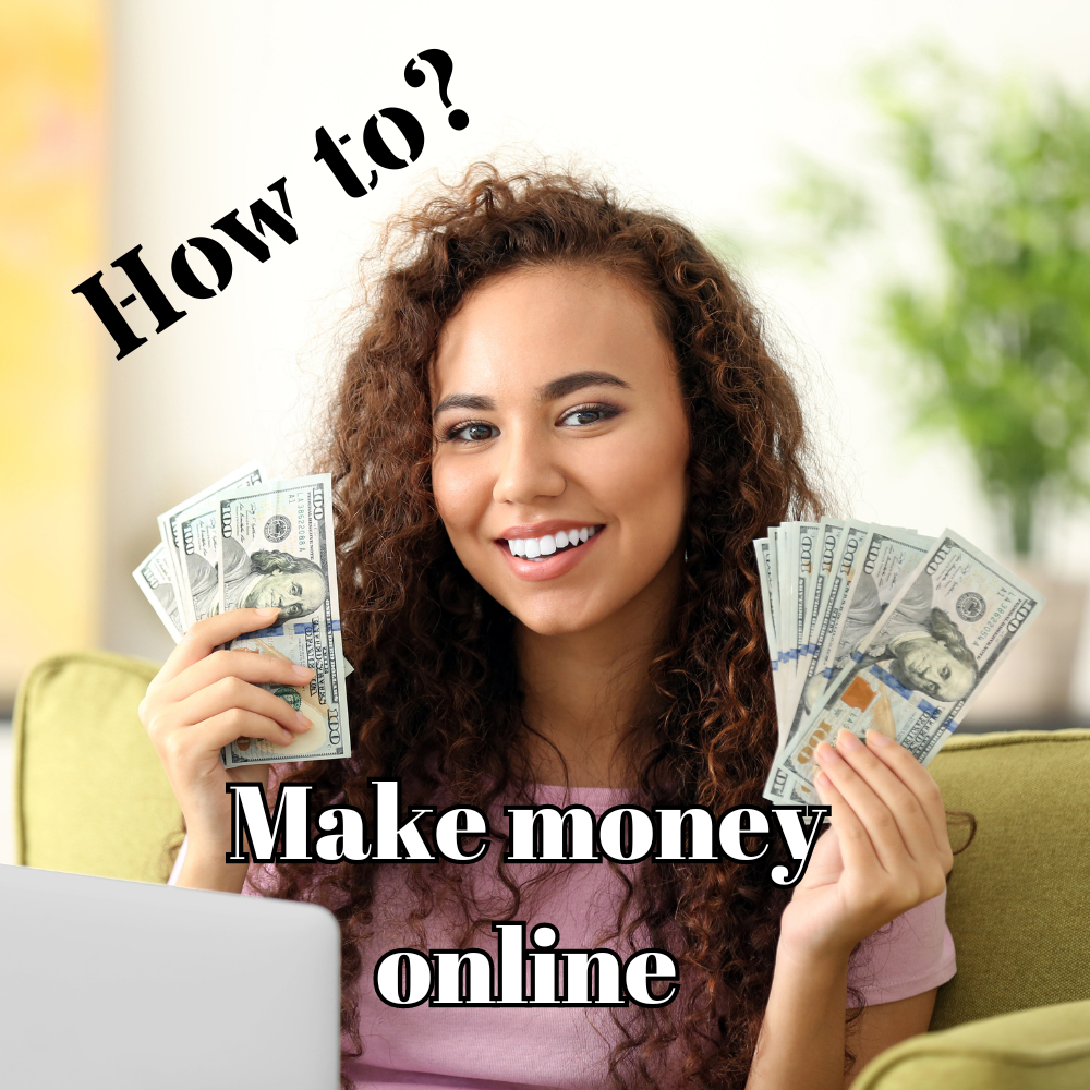 a woman with darker skin looks around with bundles of money in her hands
