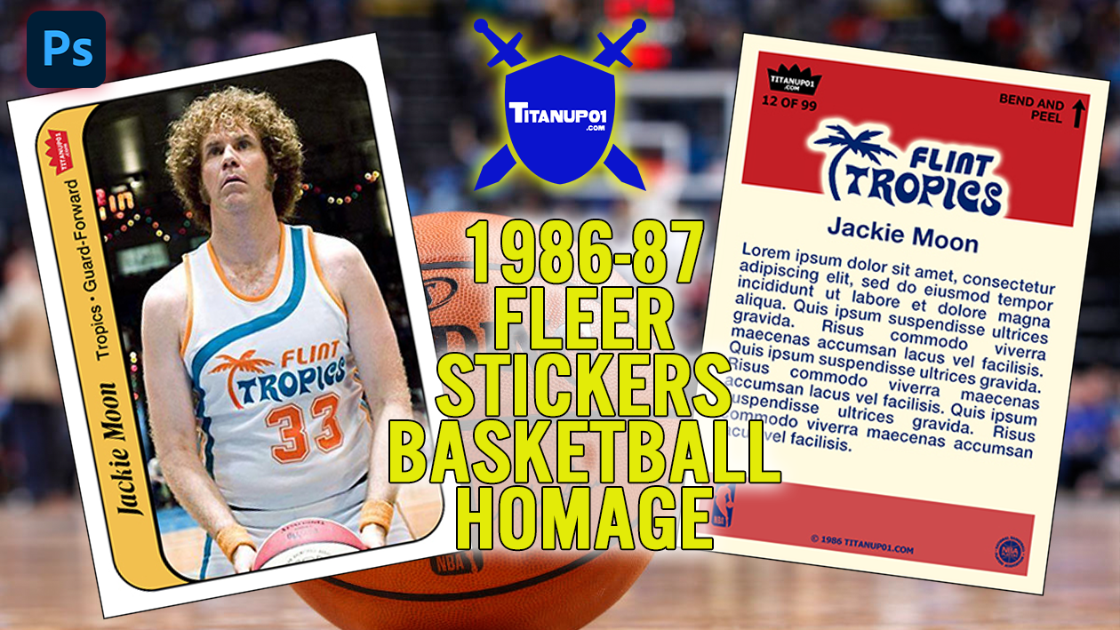 1986-87 Fleer Stickers Basketball Homage Photoshop PSD Templates