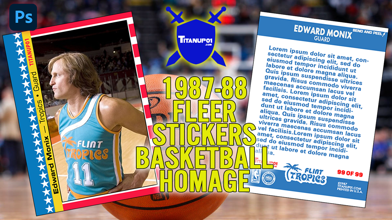 1987-88 Fleer Stickers Basketball Homage Photoshop PSD Templates