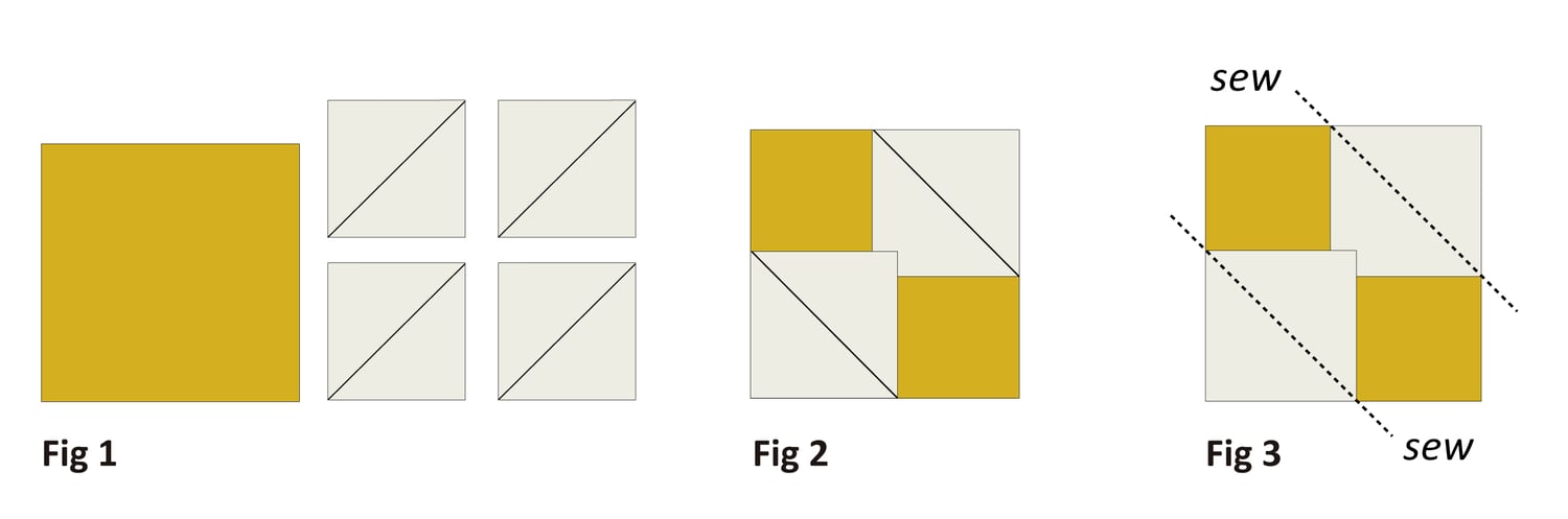 Square-in-a-square quilt block tutorial by Alexandra Bordallo