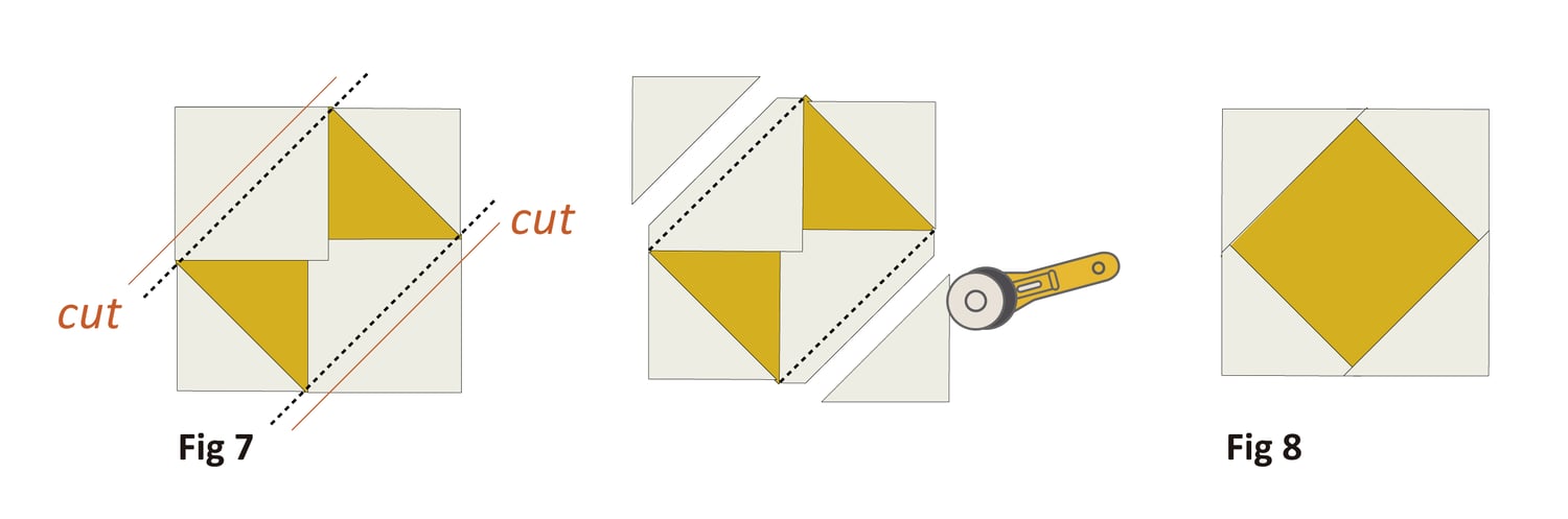 How to make a Square-in-a-square quilt block stitch and flip quilting tutorial by Alexandra Bordallo