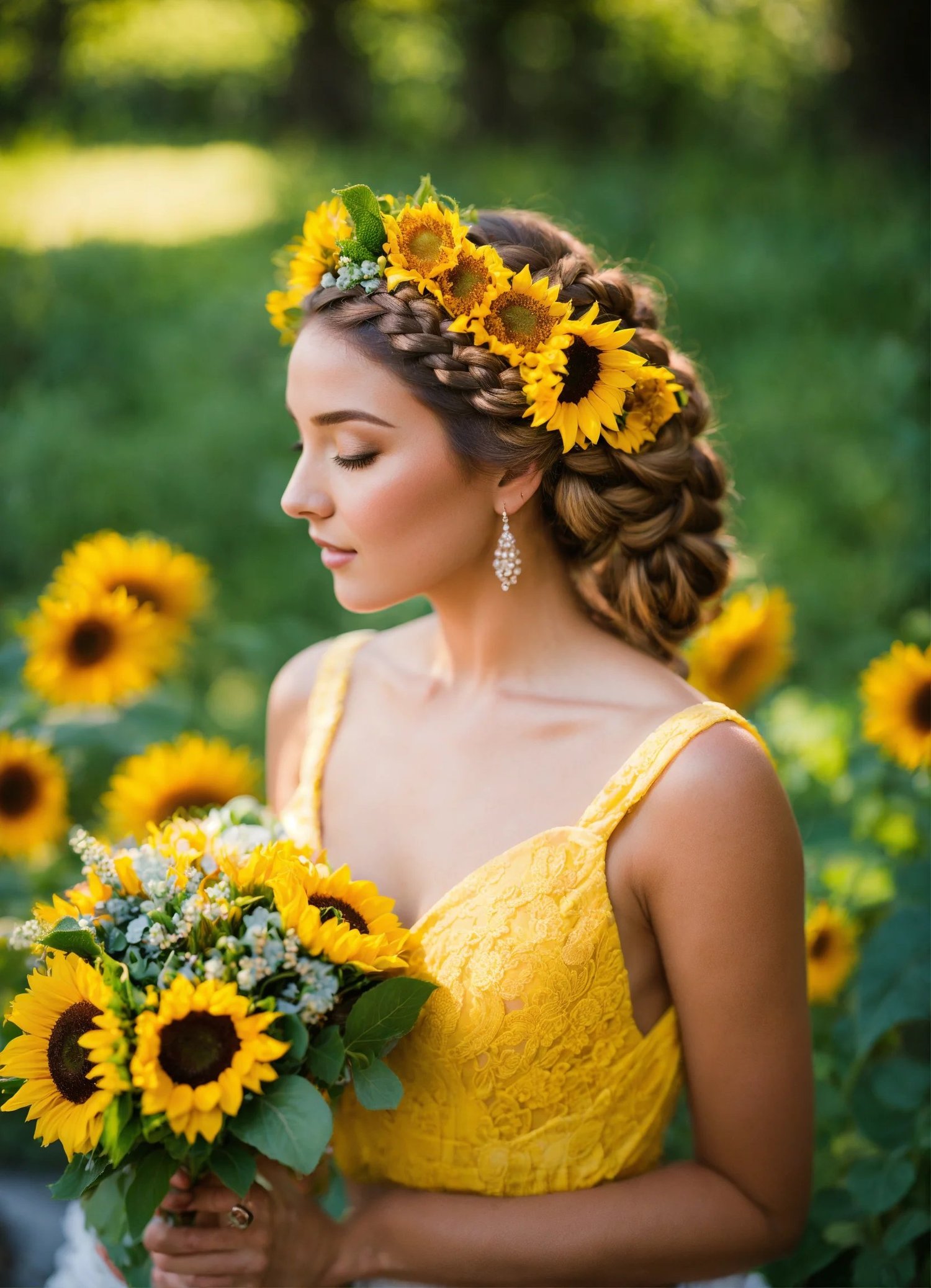 sunflower wedding hairstyles