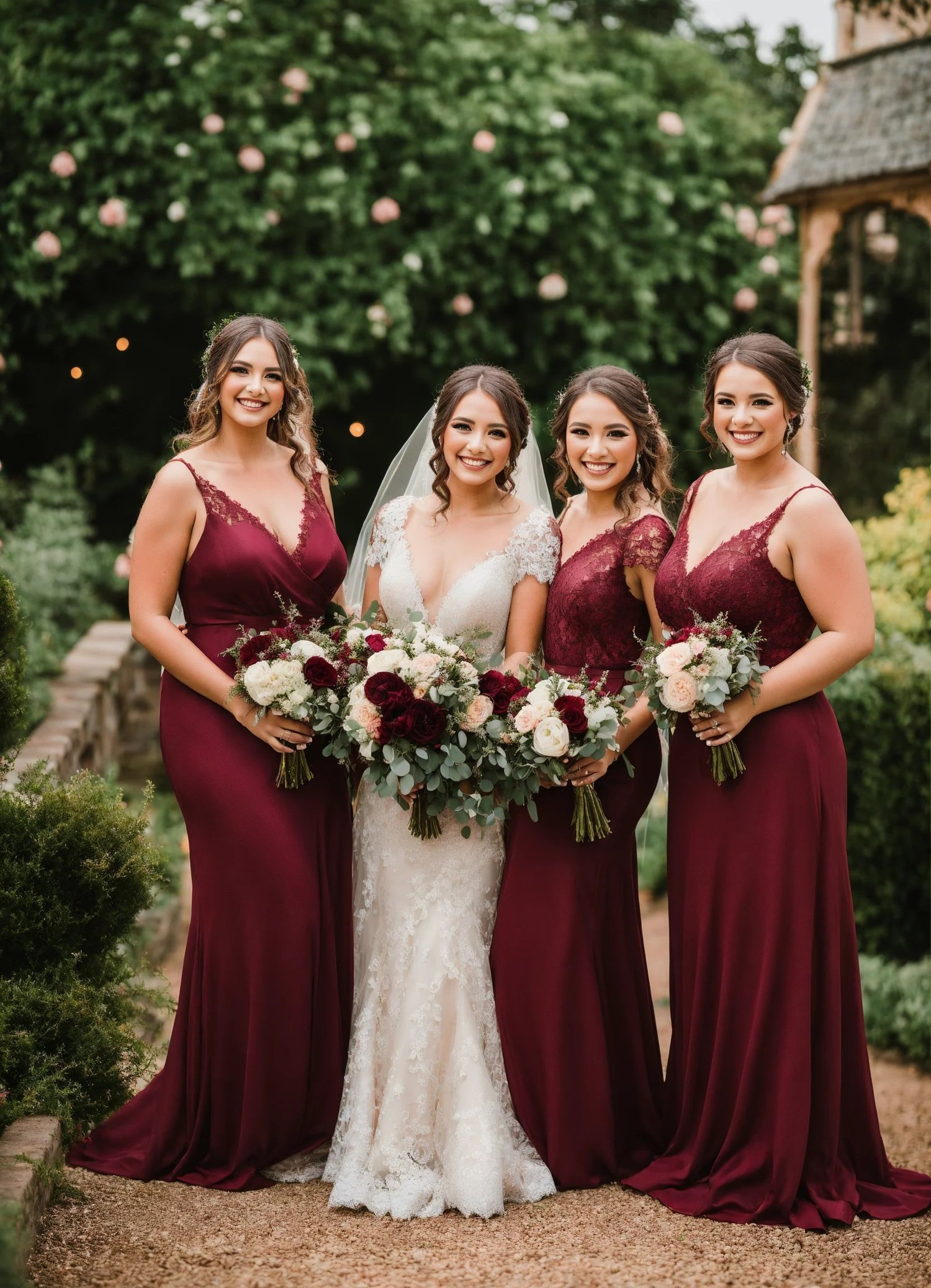 burgundy wedding bridesmaids