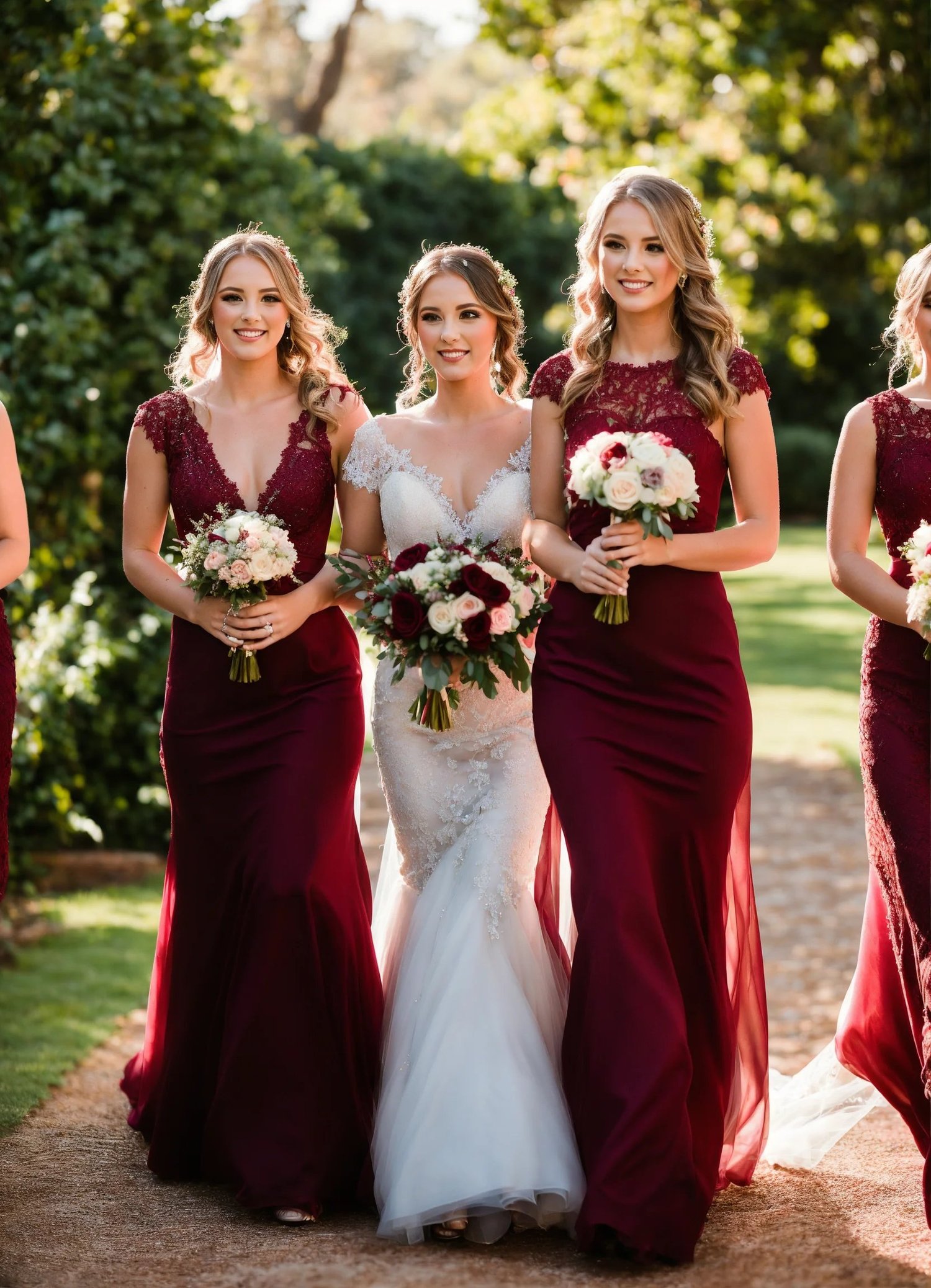 burgundy wedding bridesmaids