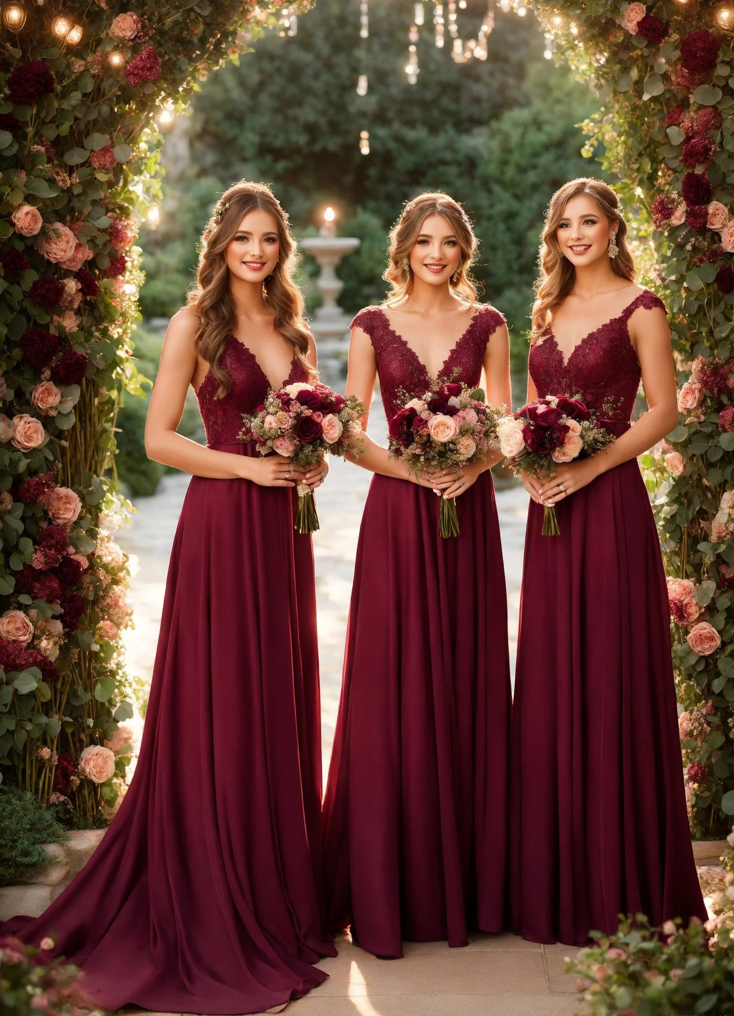 burgundy wedding bridesmaids