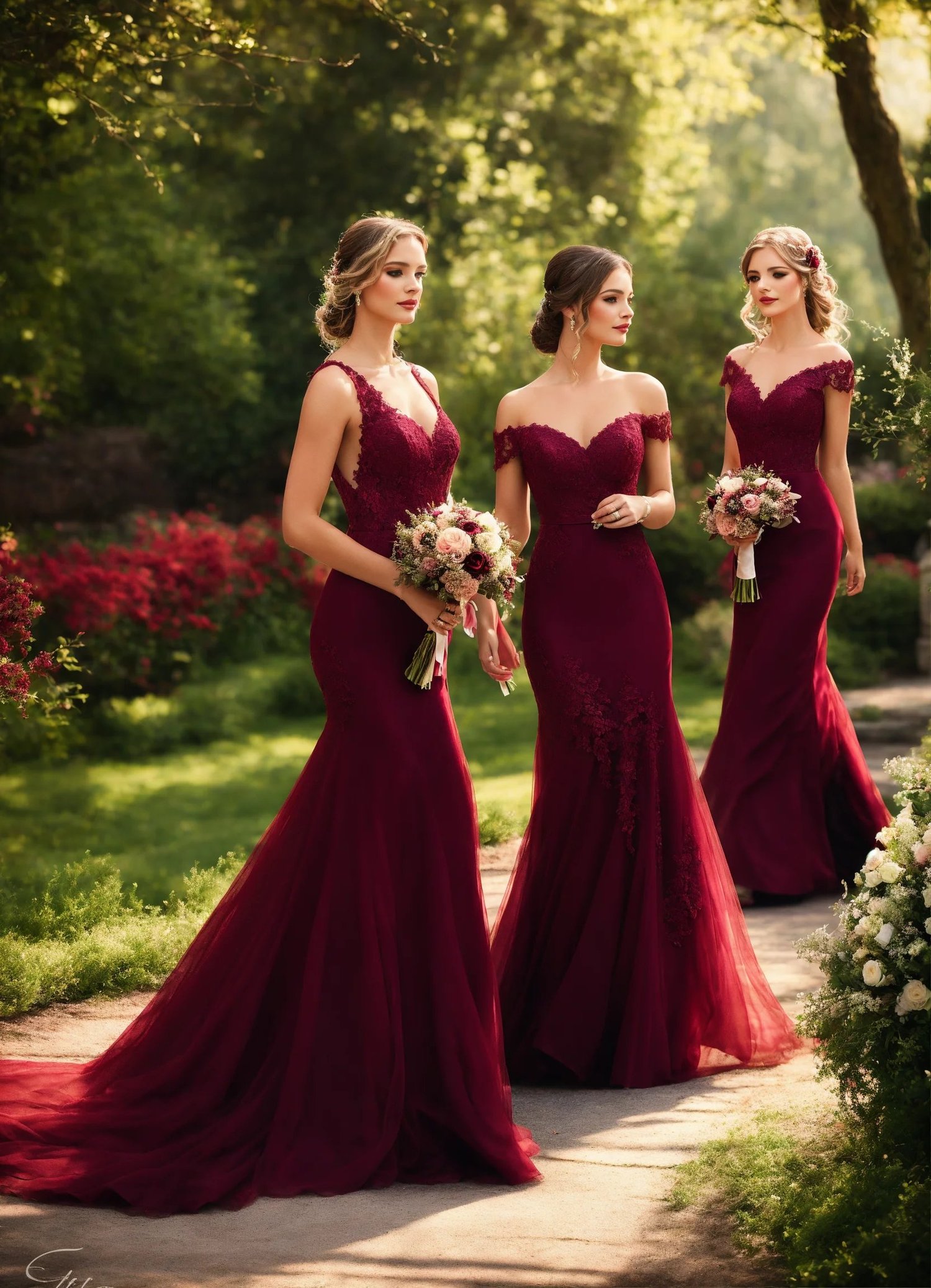 burgundy wedding bridesmaids
