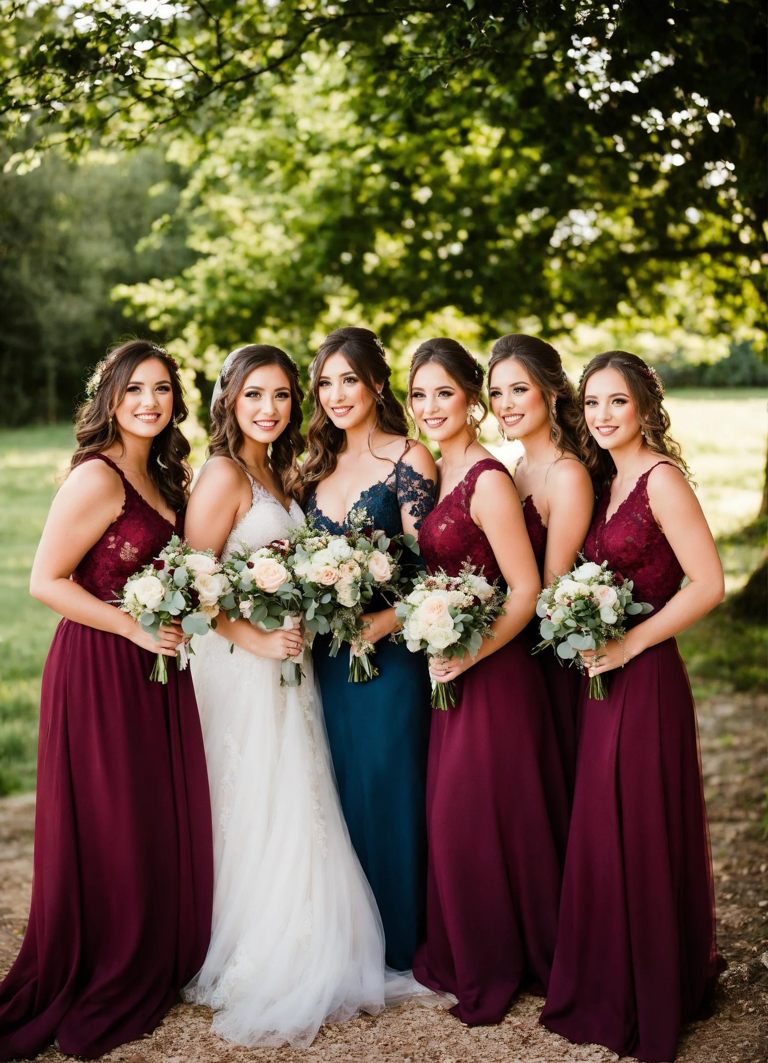 burgundy wedding bridesmaids