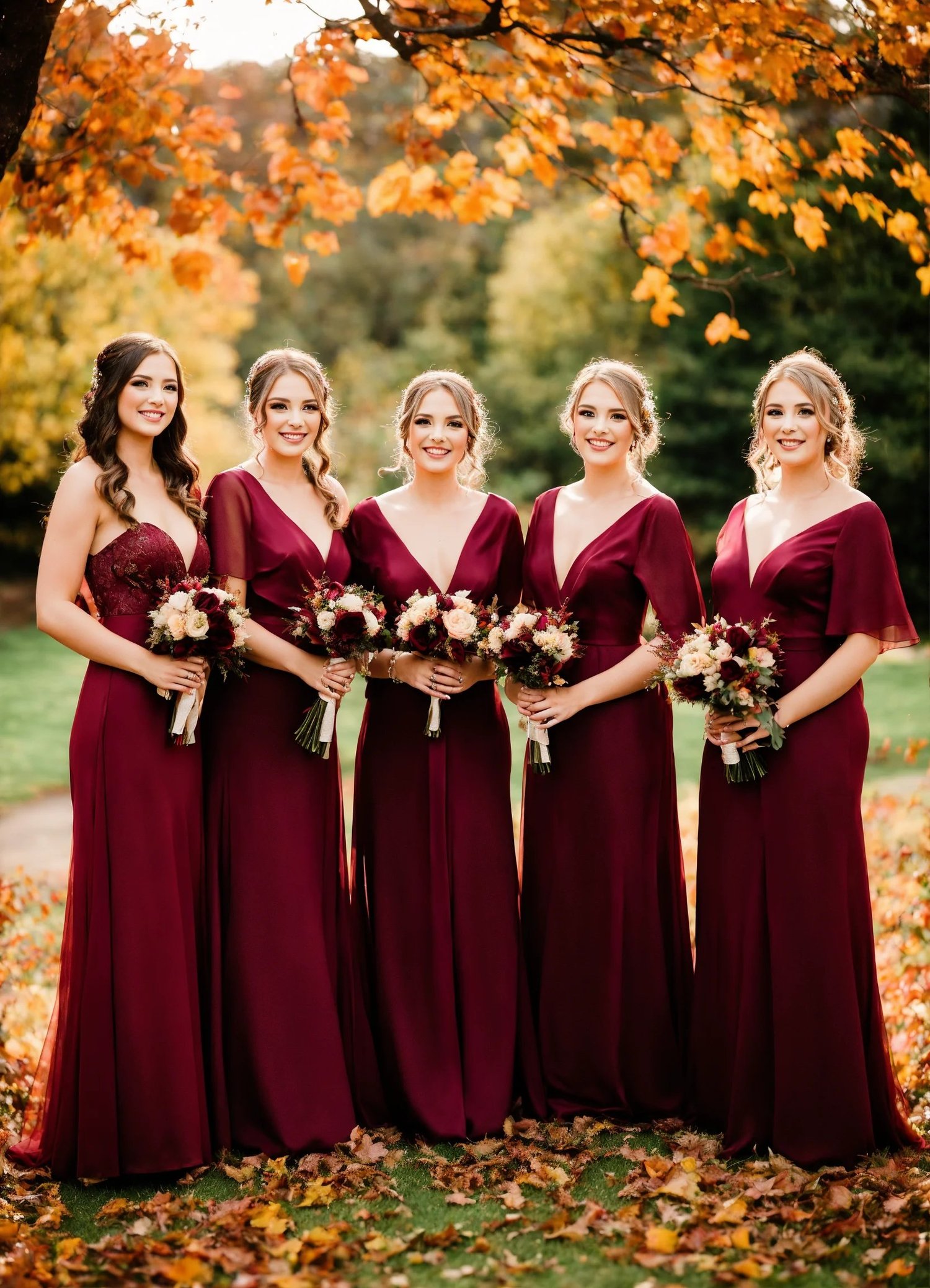 burgundy wedding bridesmaids