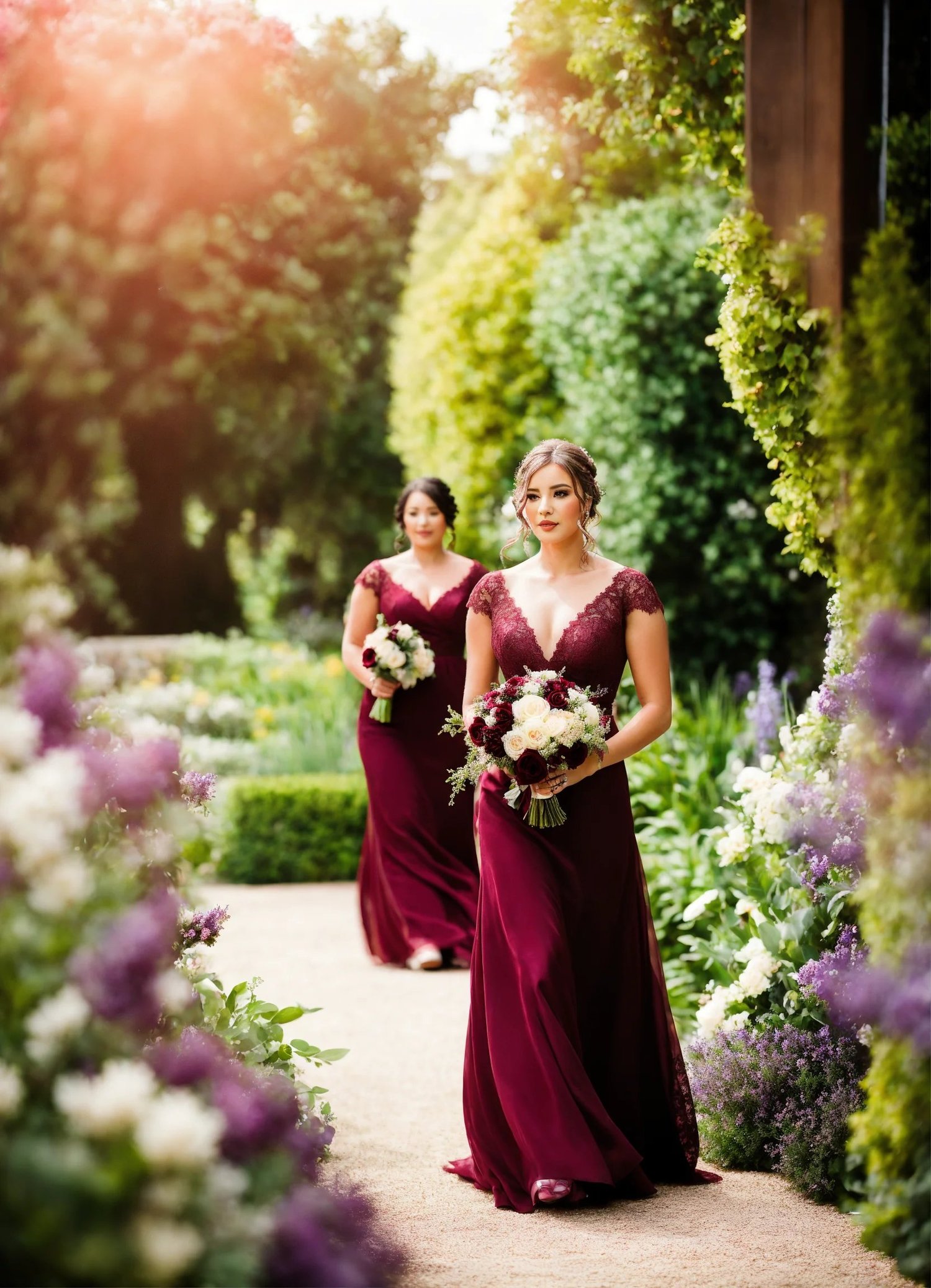 burgundy wedding bridesmaids