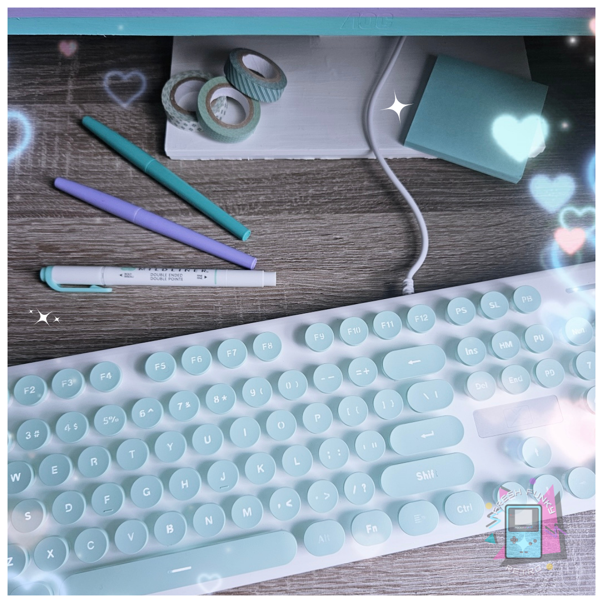 Cute Mint Green Aesthetic Desk Keyboard