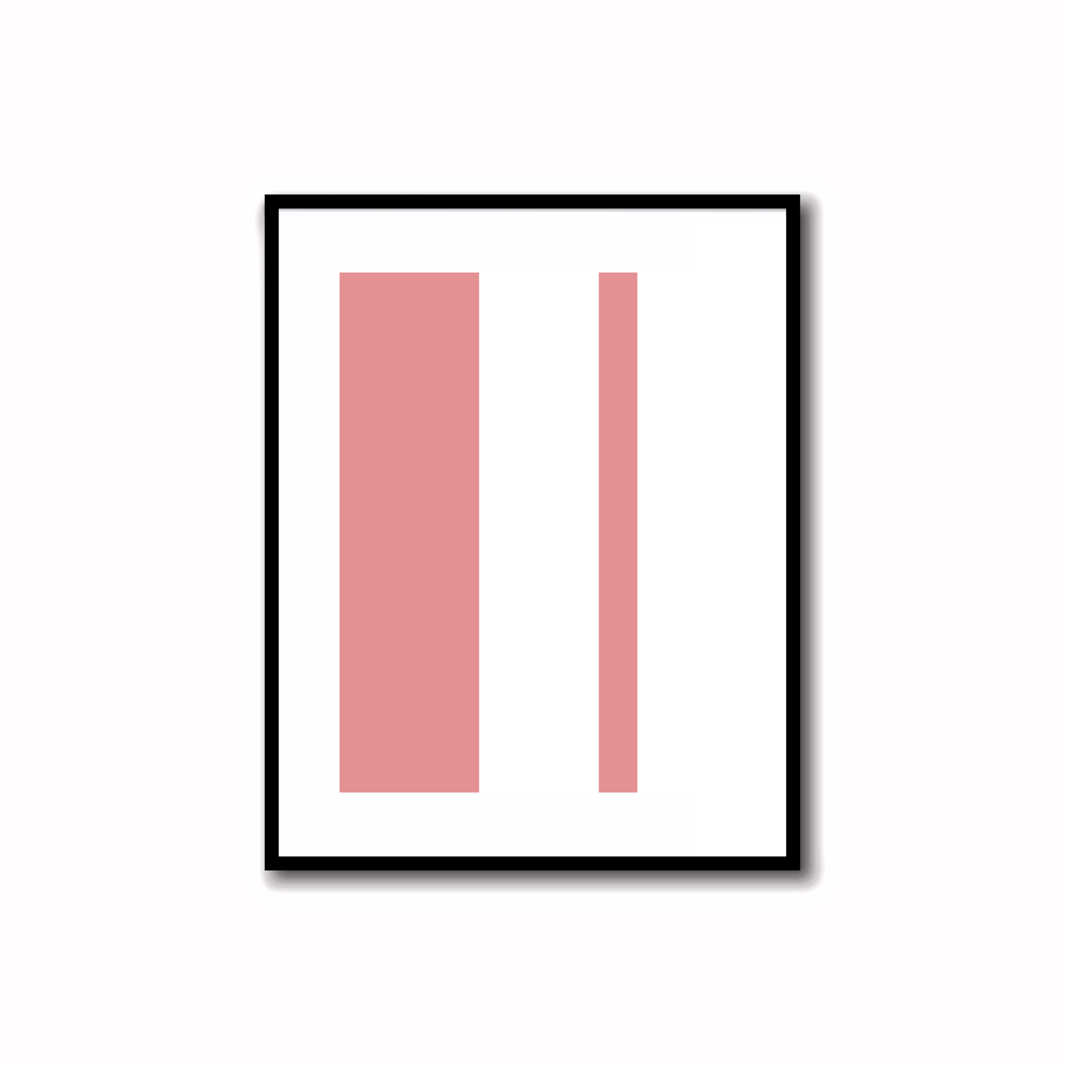Vibrant Mid-Century Modern abstract printable art in Coral Pink color. Ideal for wall, desk, and shelf decor.