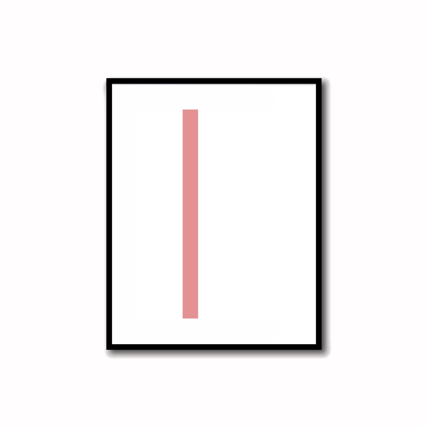 Vibrant Mid-Century Modern abstract printable art in Coral Pink color. Ideal for wall, desk, and shelf decor.