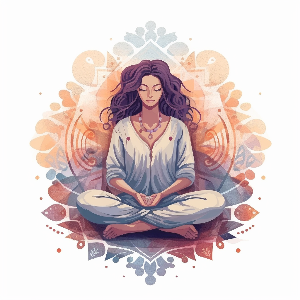 illustration woman meditating