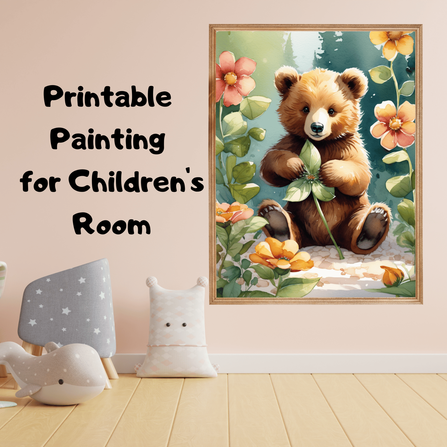 high-quality watercolor painting of a cute bear cub