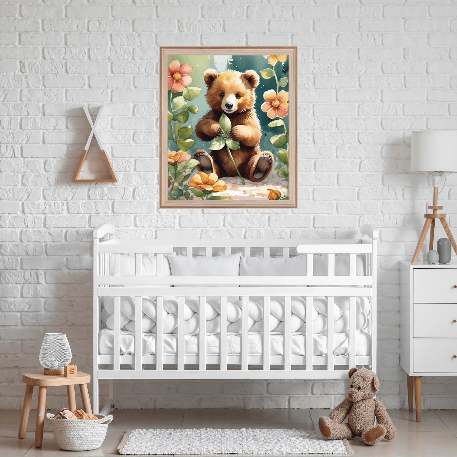 high-quality watercolor painting of a cute bear cub