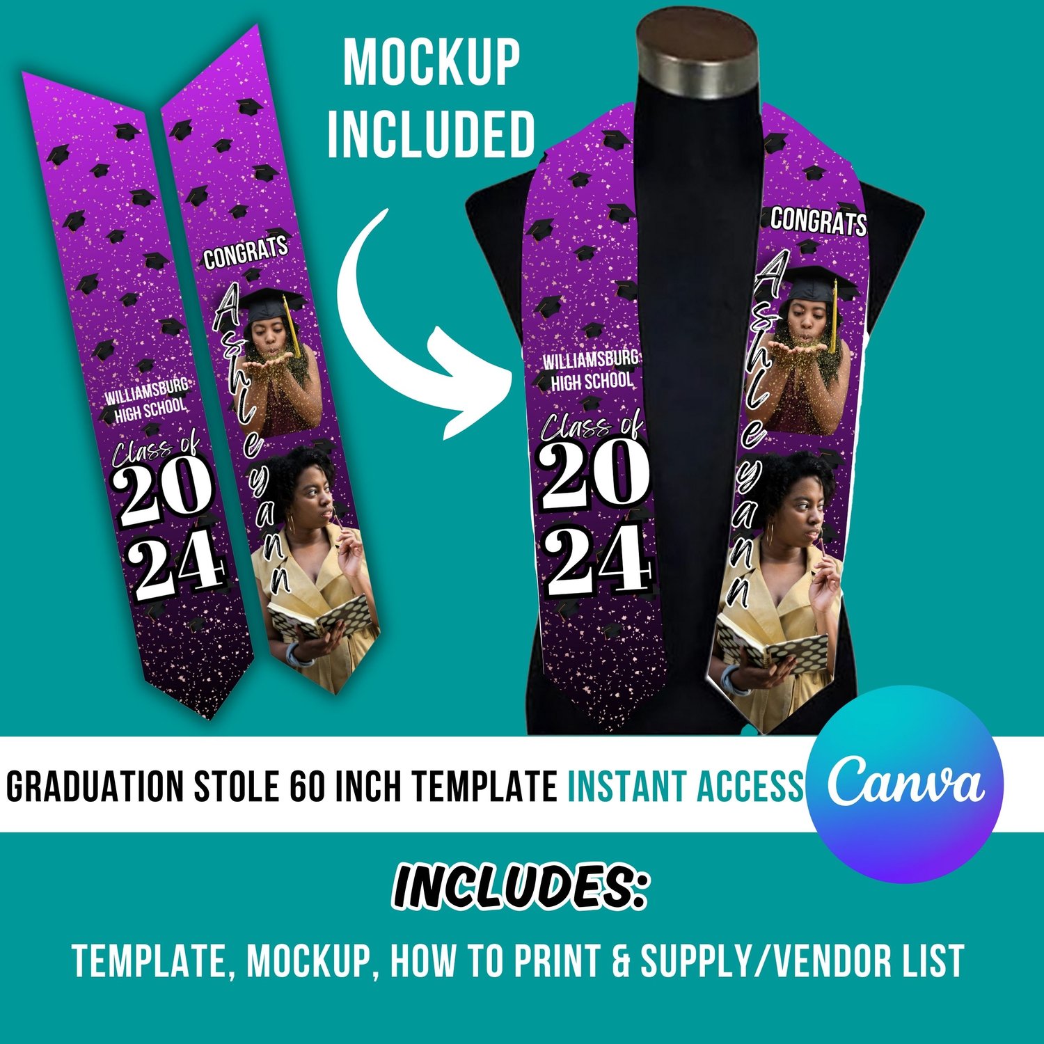 Graduation Stole Design Editable in Canva, 2024 Graduation Stole Design, Graduation Stole Template, Canva Grad Stole Template - Payhip graduation-stole-design-editable-in-canva-2024-graduation-stole-design-graduation-stole-template-canva-grad-stole-template-payhip