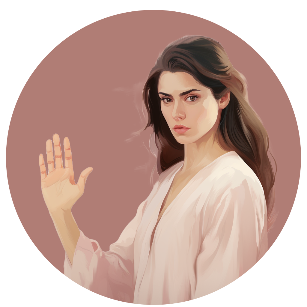 illustration of woman holding her hand up