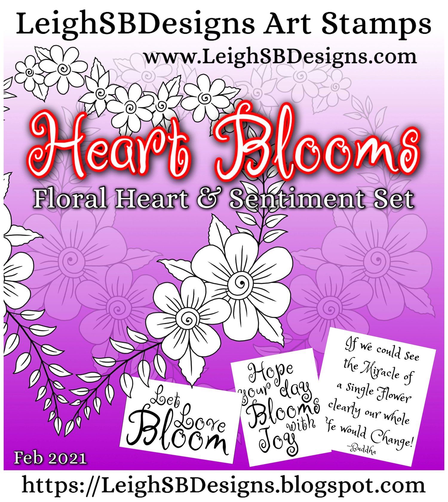 LeighSBDesigns Heart Blooms & Senti Set