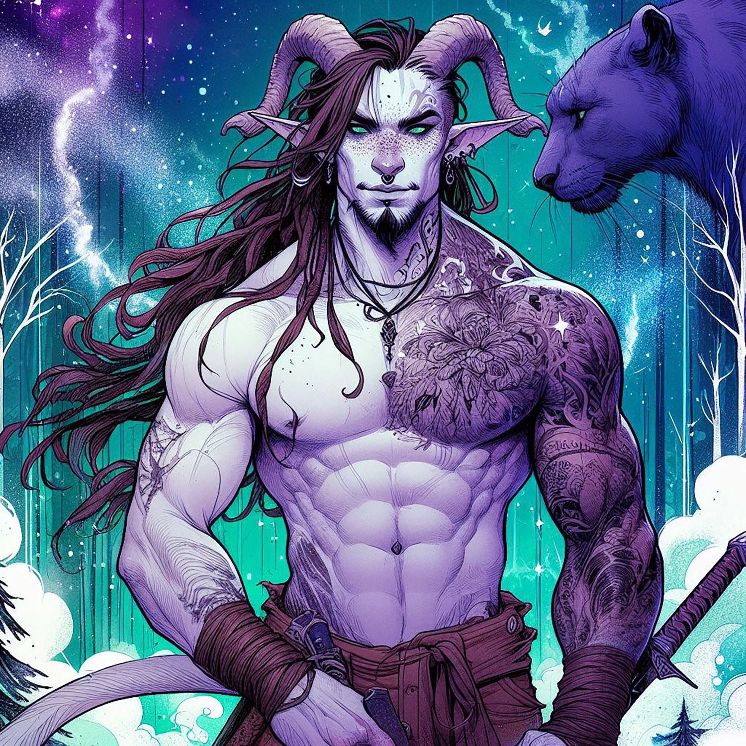 faun, fauns, fantasy, wallpapers, black panthers