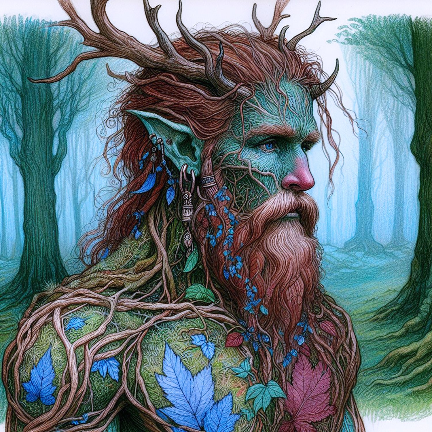 pagan tree man, pagan, myth, celtic cerrunnos, tree, forest, forest man