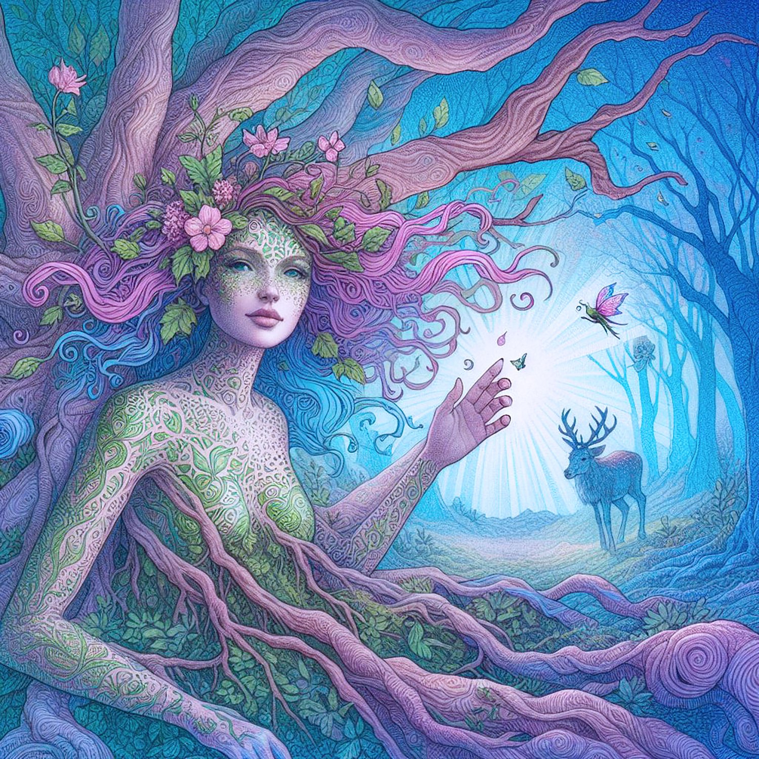 dryads, nymphs, gods, trees, forest, mythology