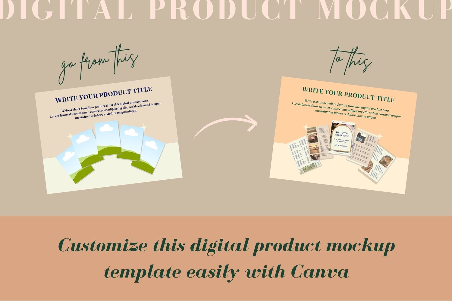 Customize this digital product mockup template easily with Canva.