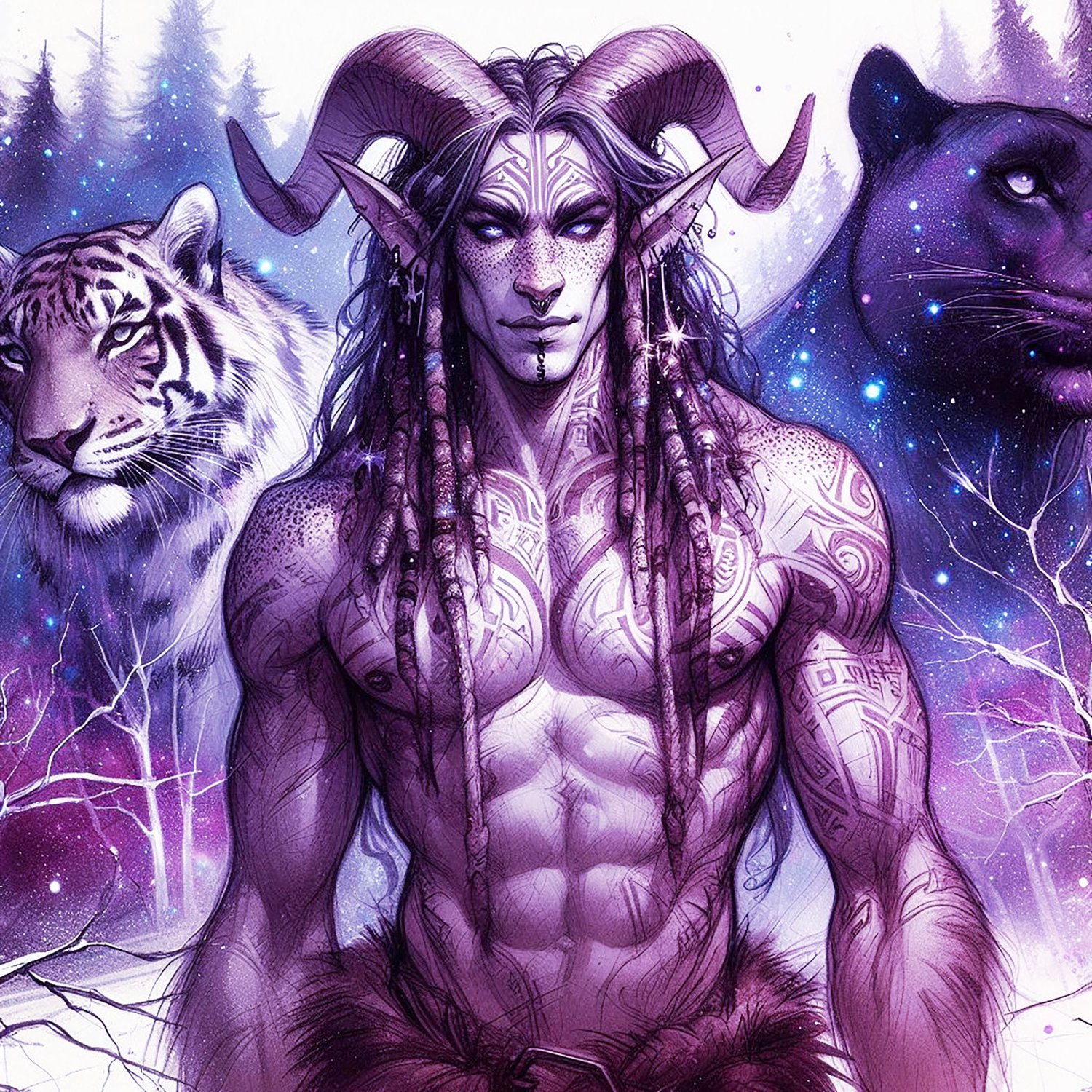 Faun, Fauns, Elf, elves, nymphs, ethereal, folklore, fantasy, wallpapers,, red forest, trees, fores