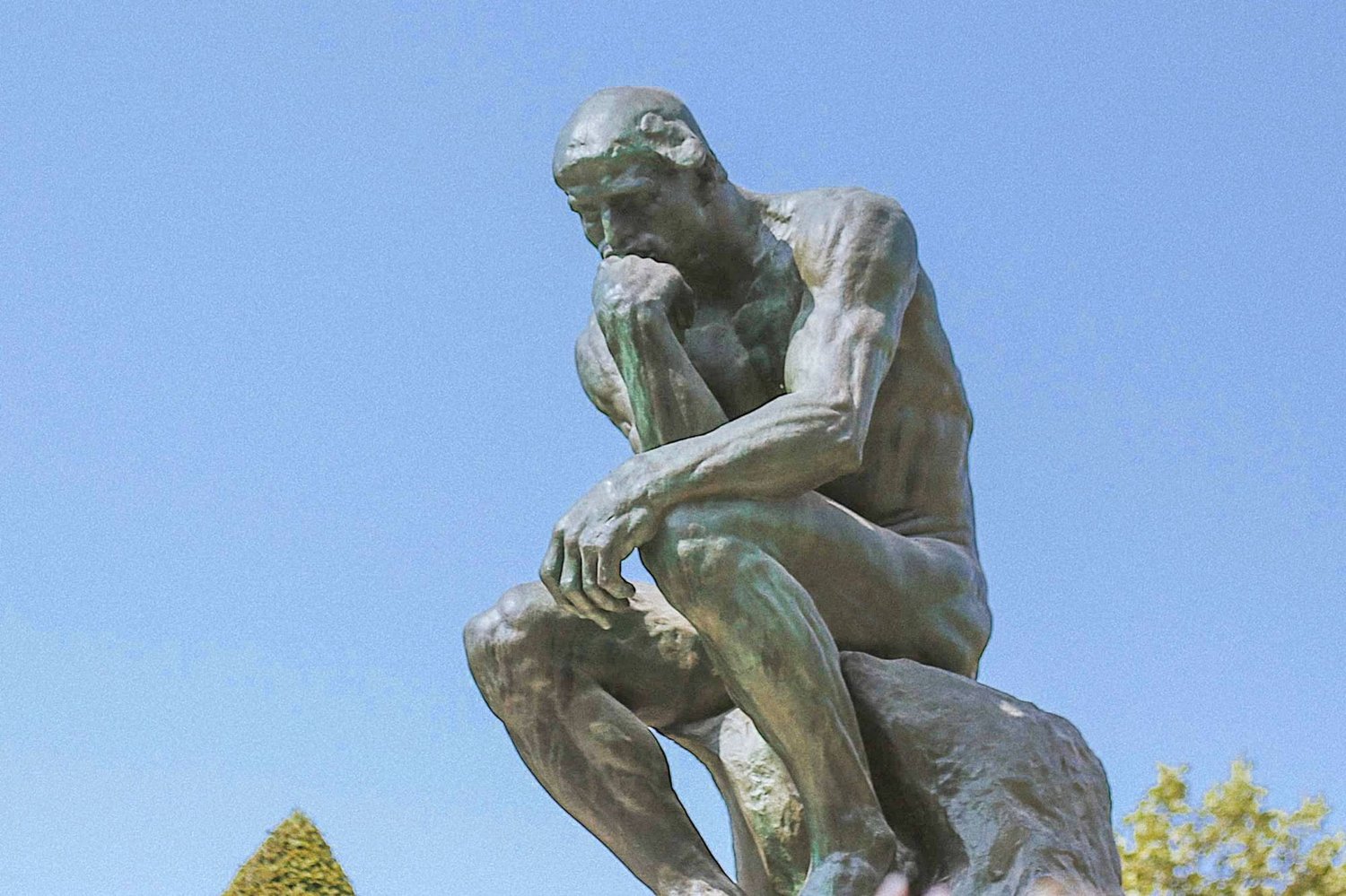 A thought-provoking statue of The Thinker