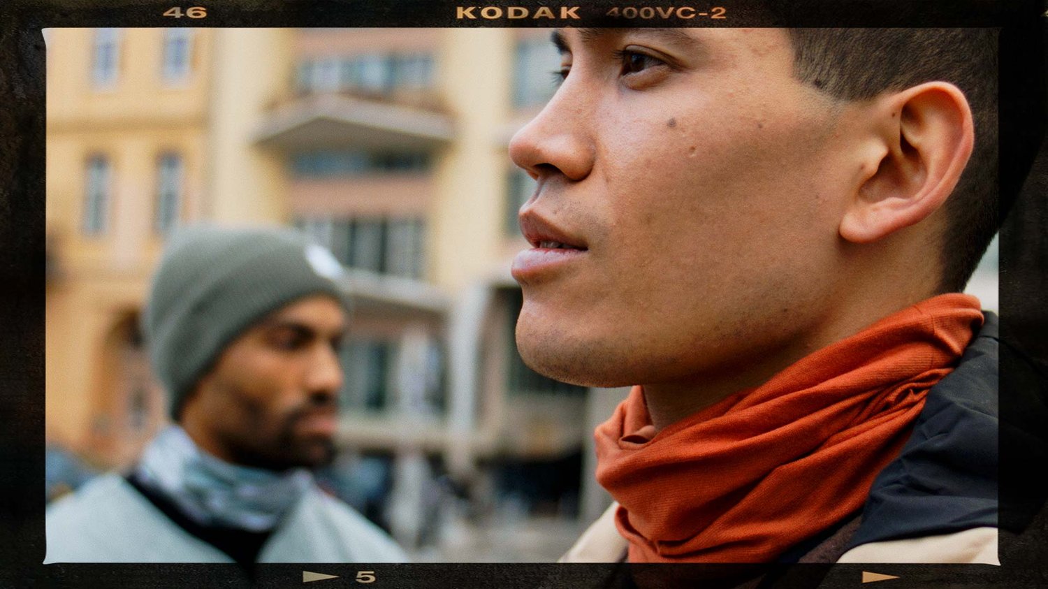 Perfect skin tones on an asian and black male models.