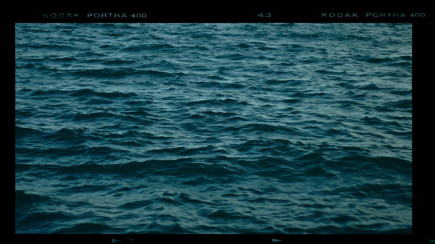 Sea waves bathed in retro blue colors.